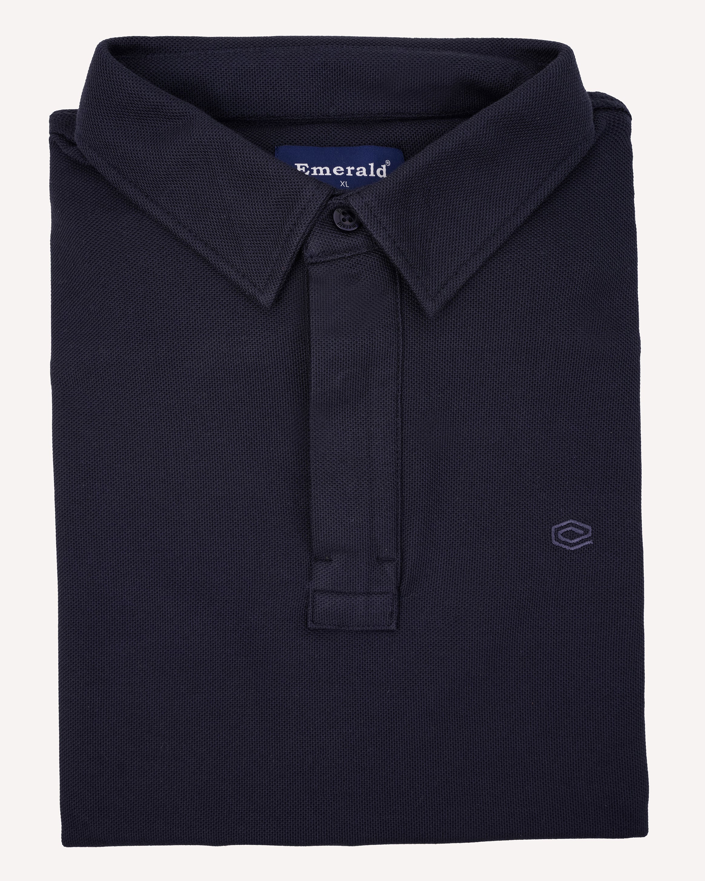 Emerald Plain Slim Fit Polo Shirt-Navy