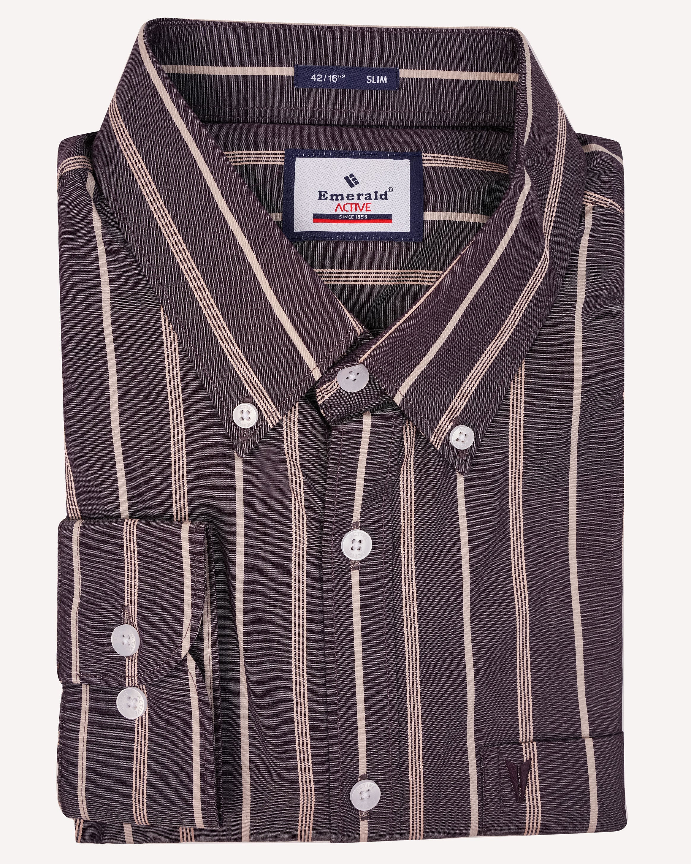 Emerald Active Stripe Slim Fit-Chocolate