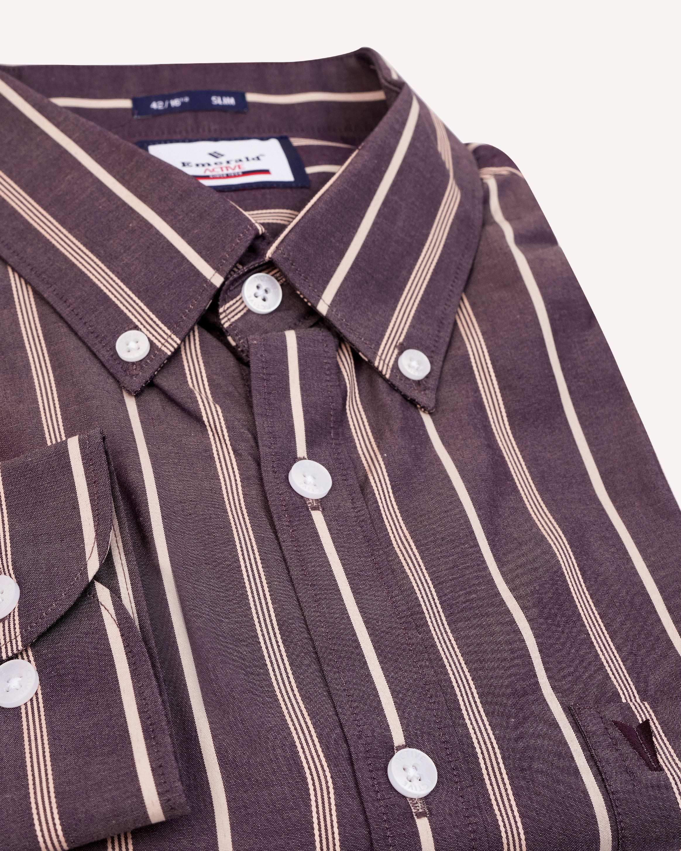 Emerald Active Stripe Slim Fit-Chocolate