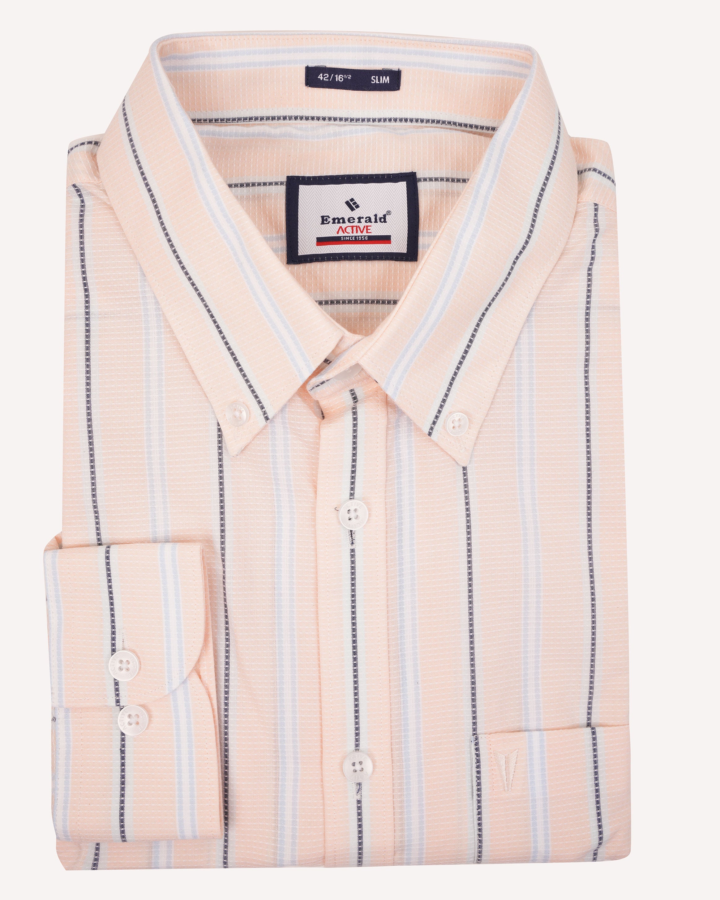 Emerald Active Stripe Slim Fit-Honey Peach
