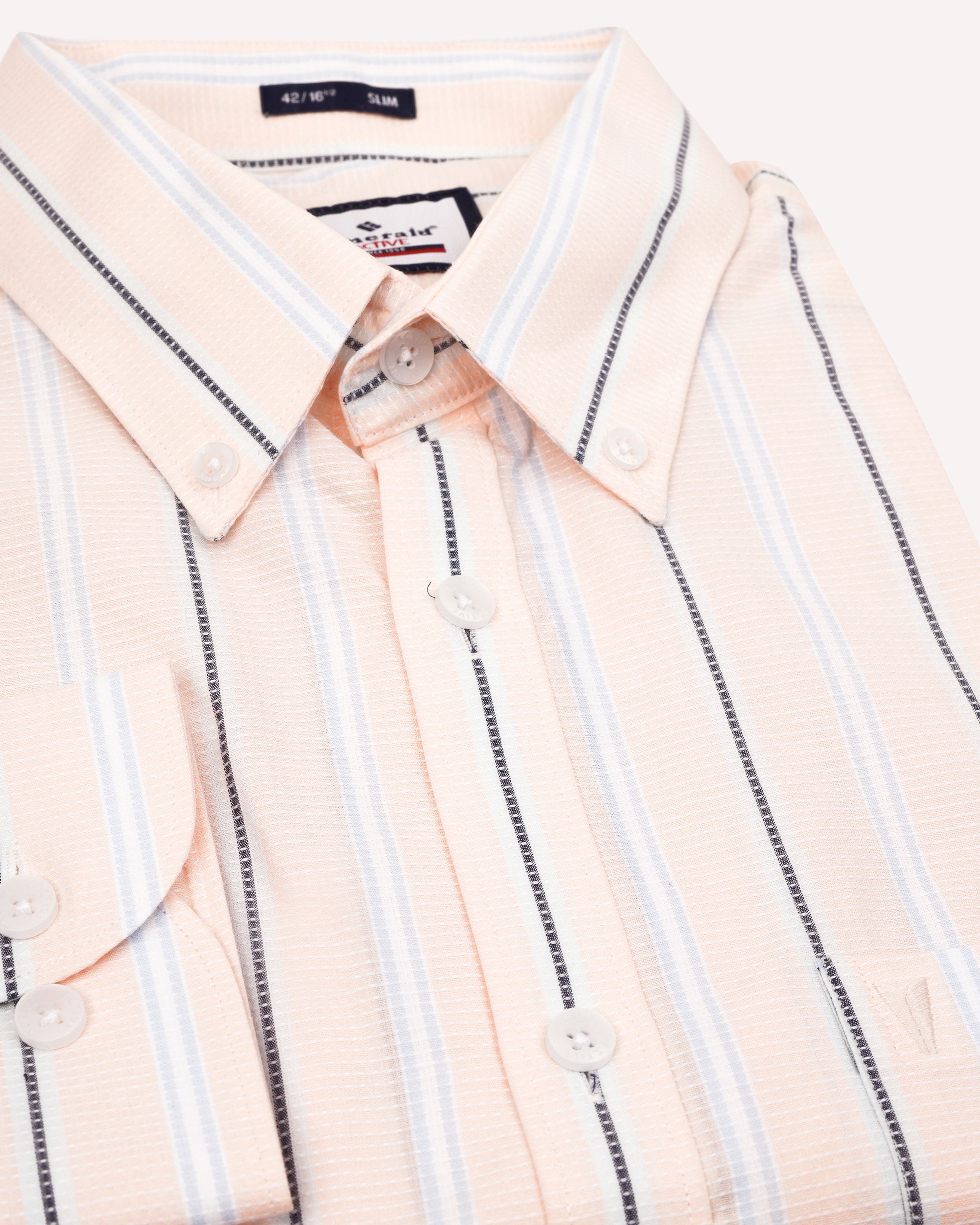 Emerald Active Stripe Slim Fit-Honey Peach
