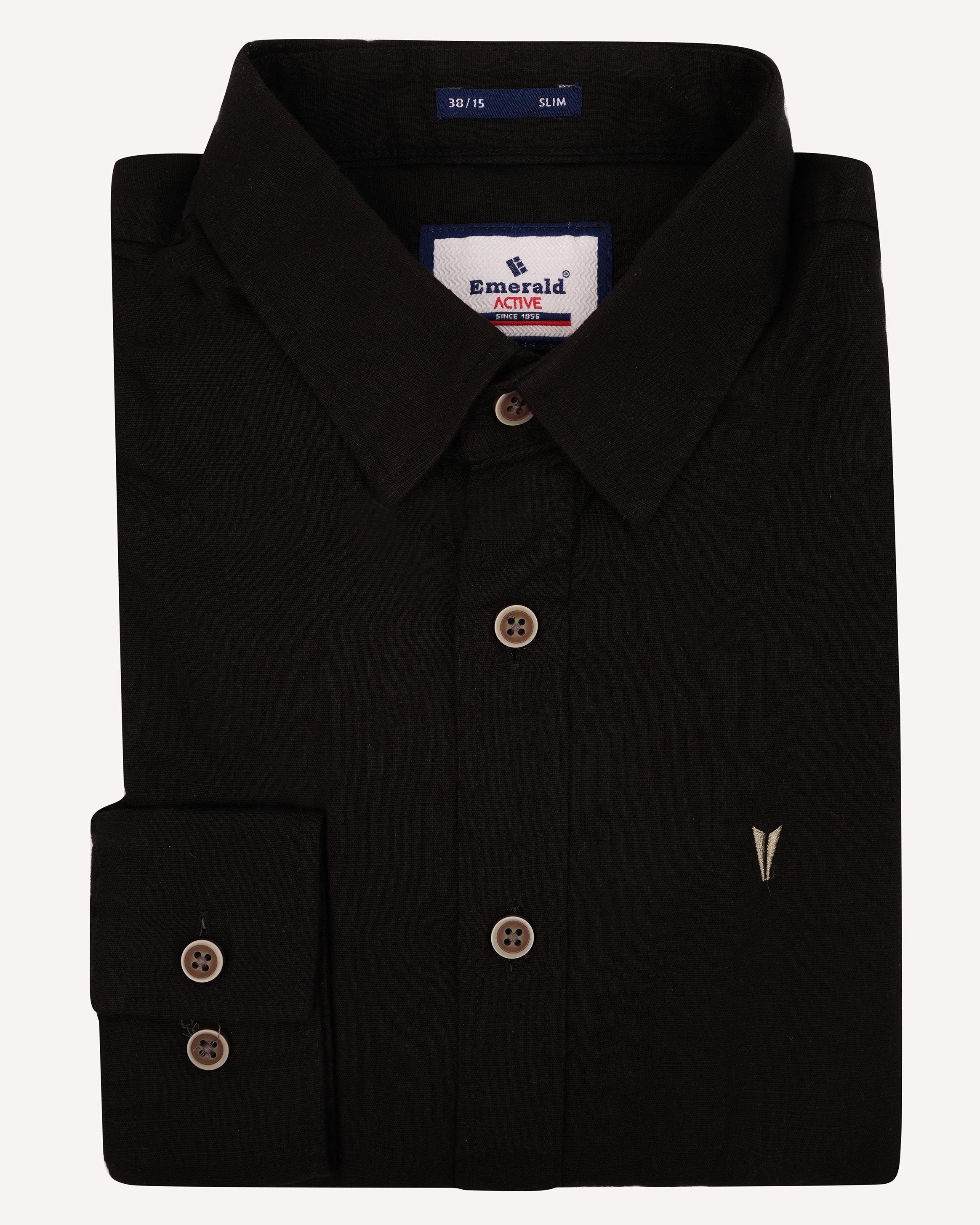 Emerald Active Linen Looks Slim Fit-Licorice