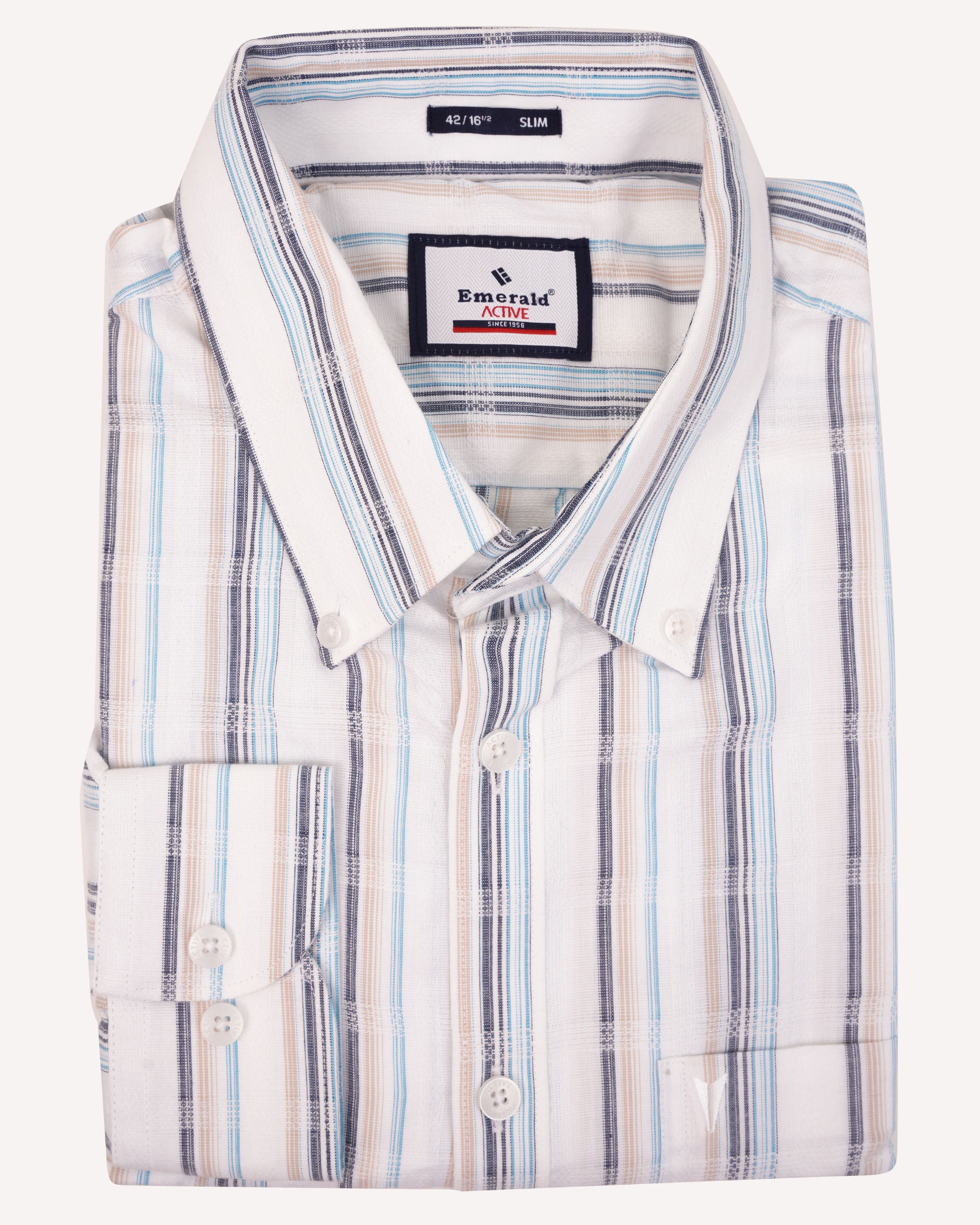 Emerald Active Stripe Slim Fit-Blue Cloisonne