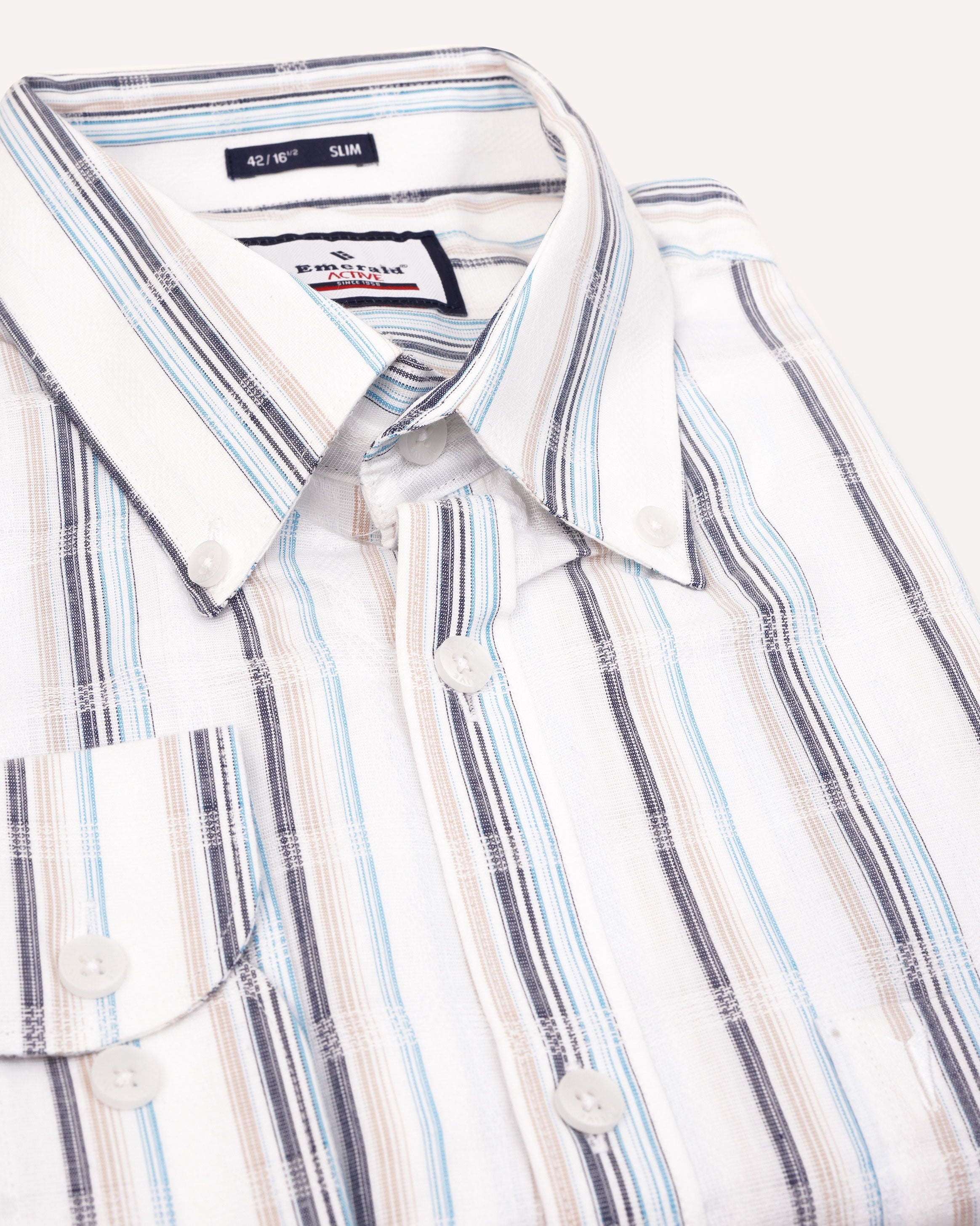 Emerald Active Stripe Slim Fit-Blue Cloisonne