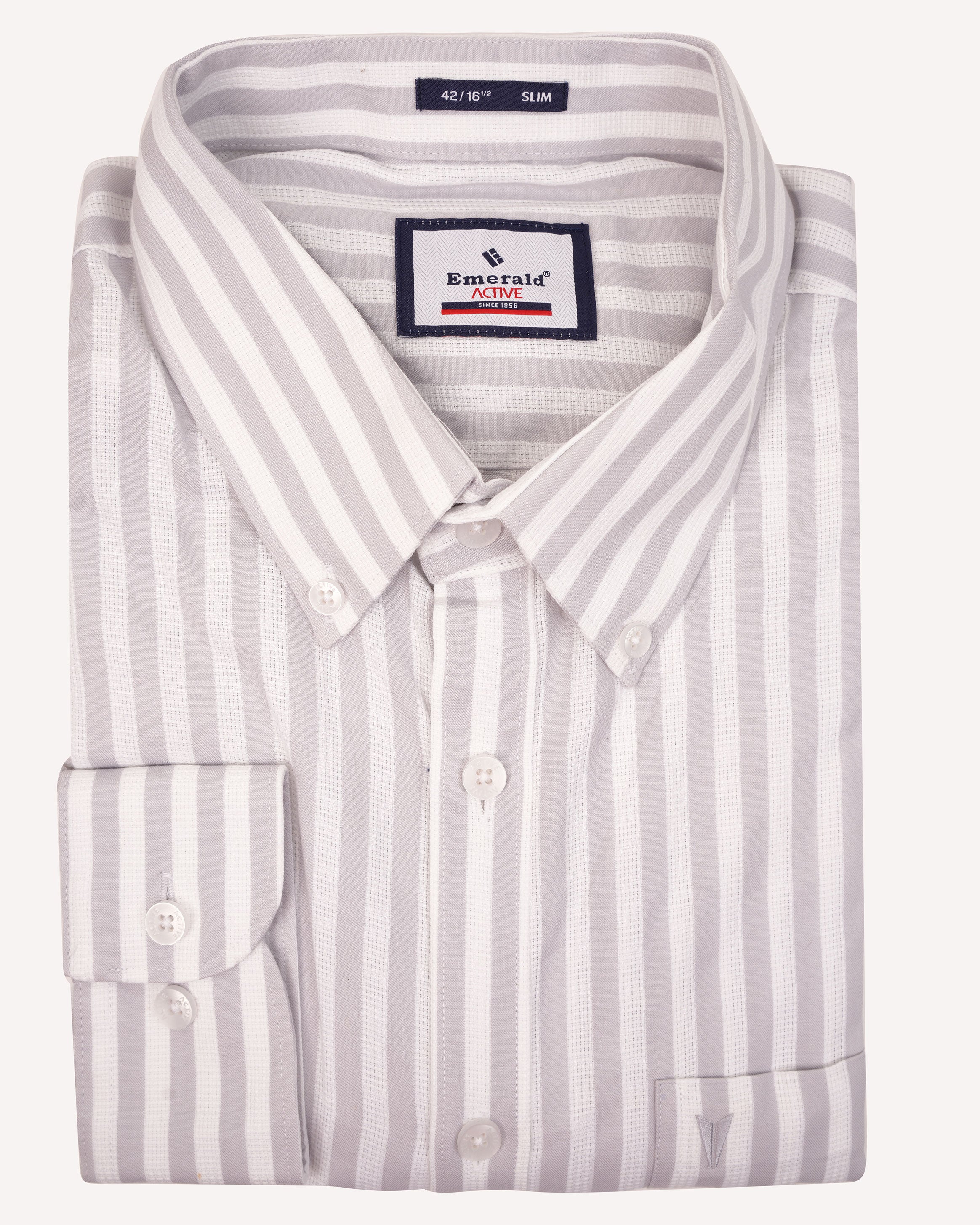 Emerald Active Stripe Slim Fit-White