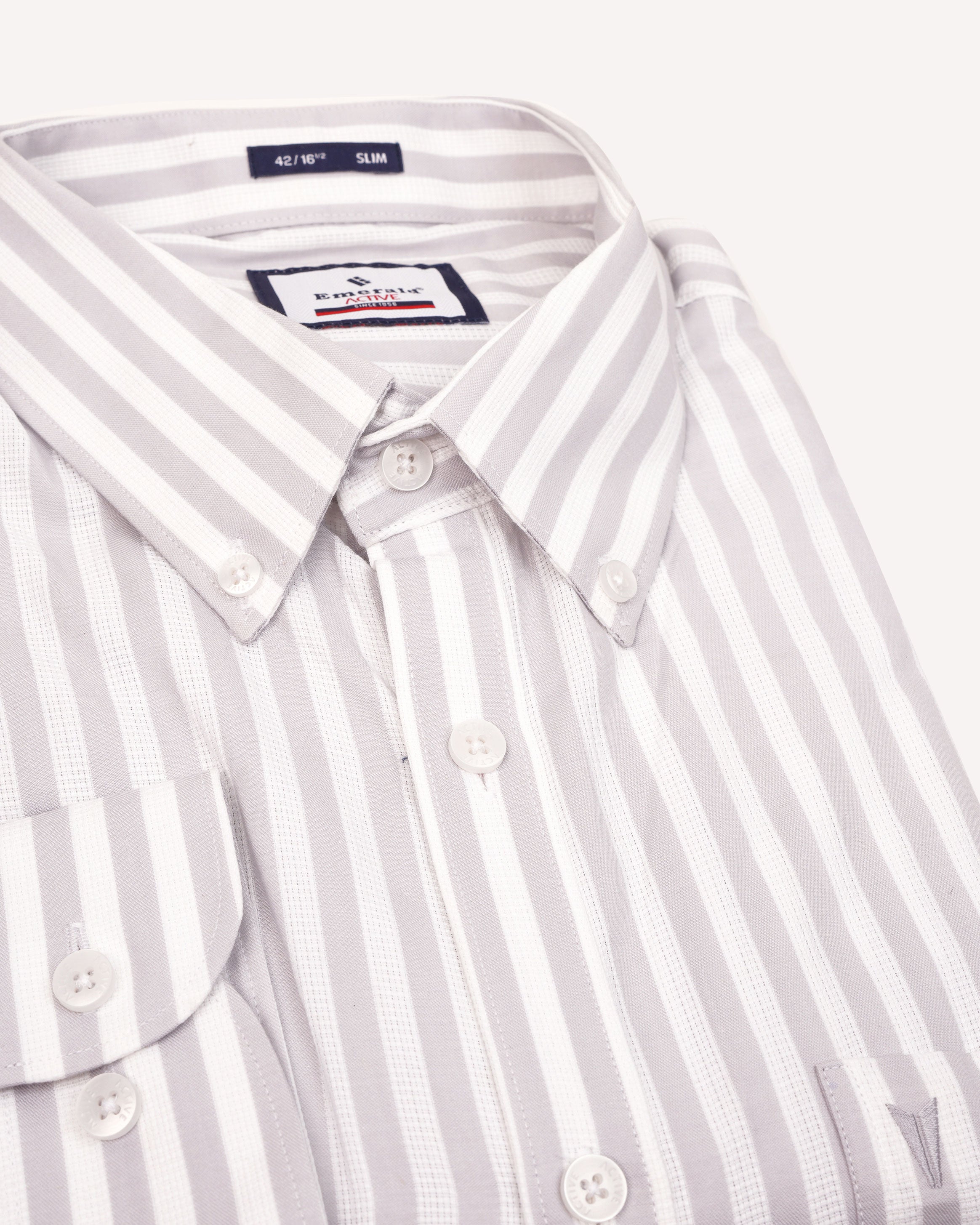 Emerald Active Stripe Slim Fit-White