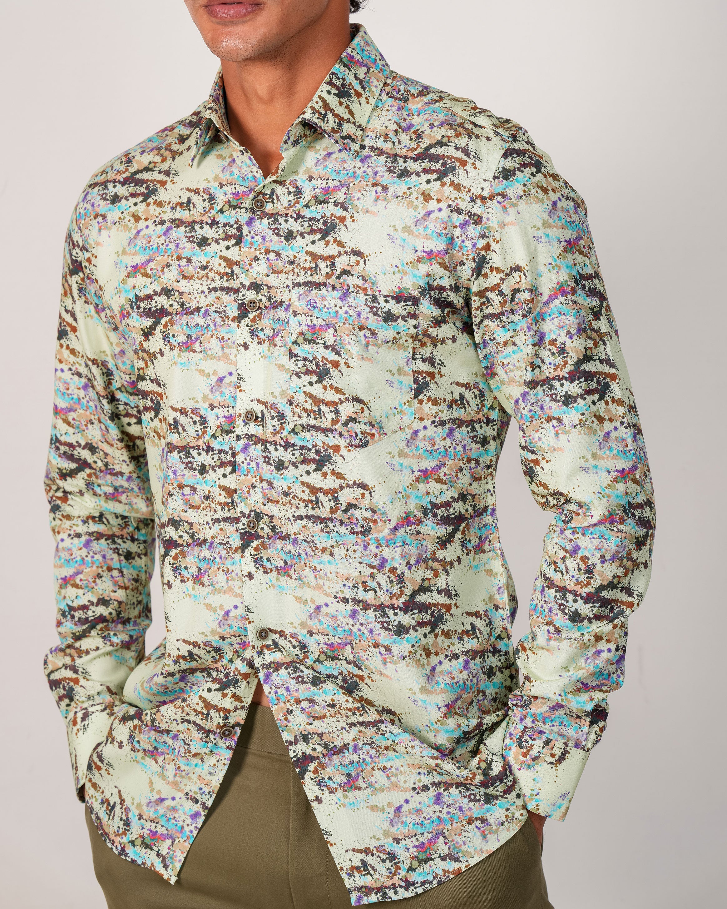 Emerald Evening Printed Slim Fit - Absinthe Green