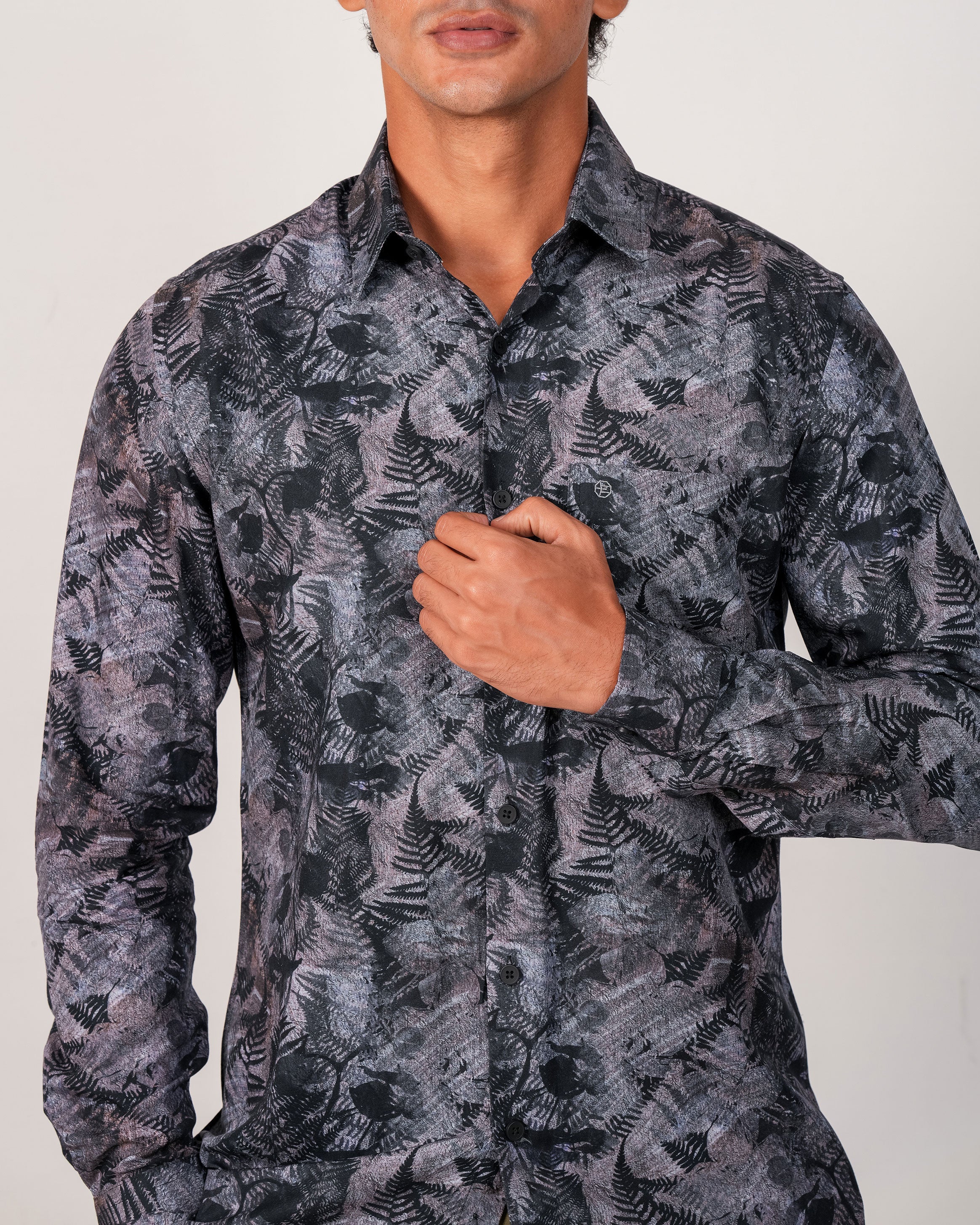 Emerald Evening Printed Slim Fit - Black