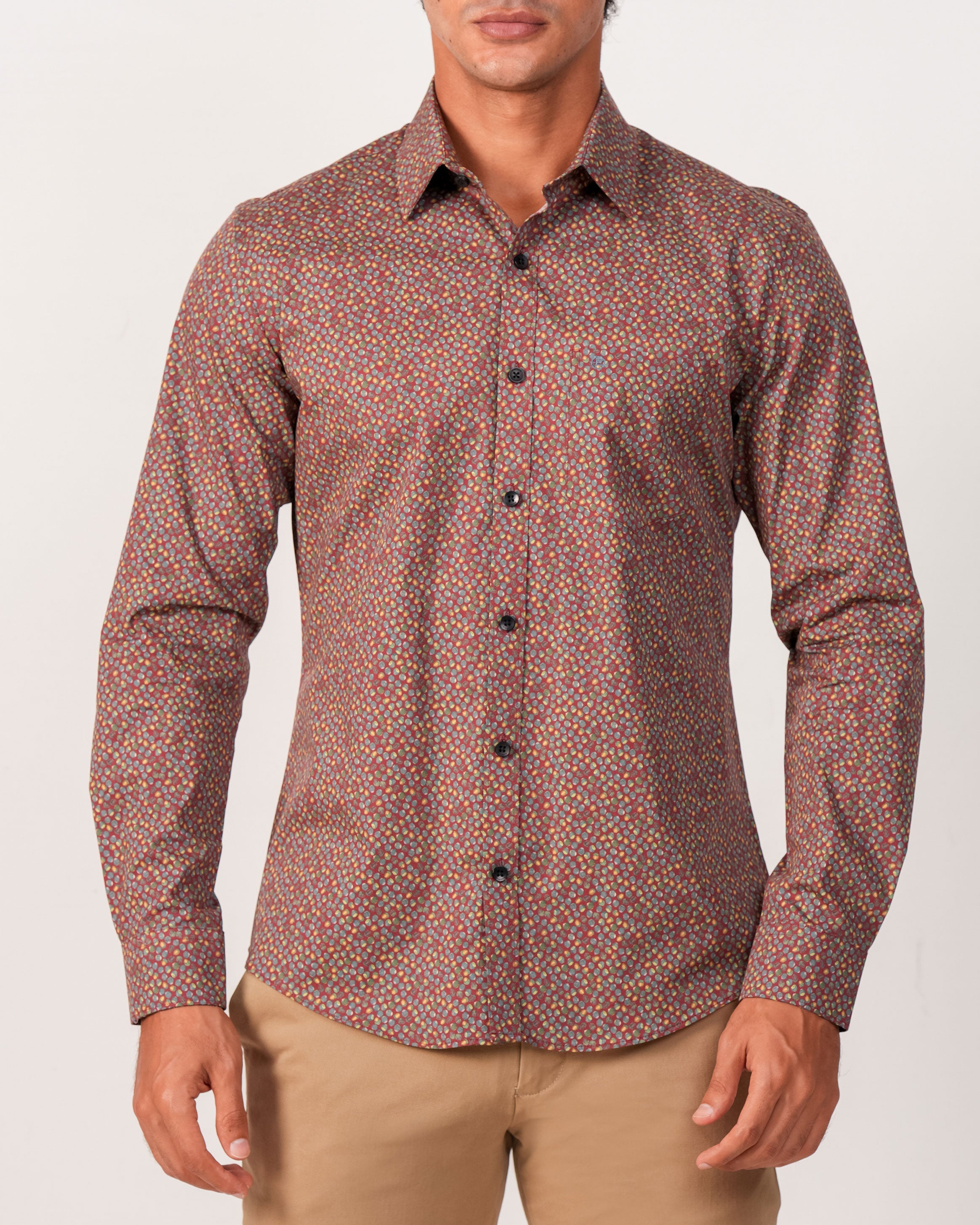 Emerald Evening Printed Slim Fit - Biking Red