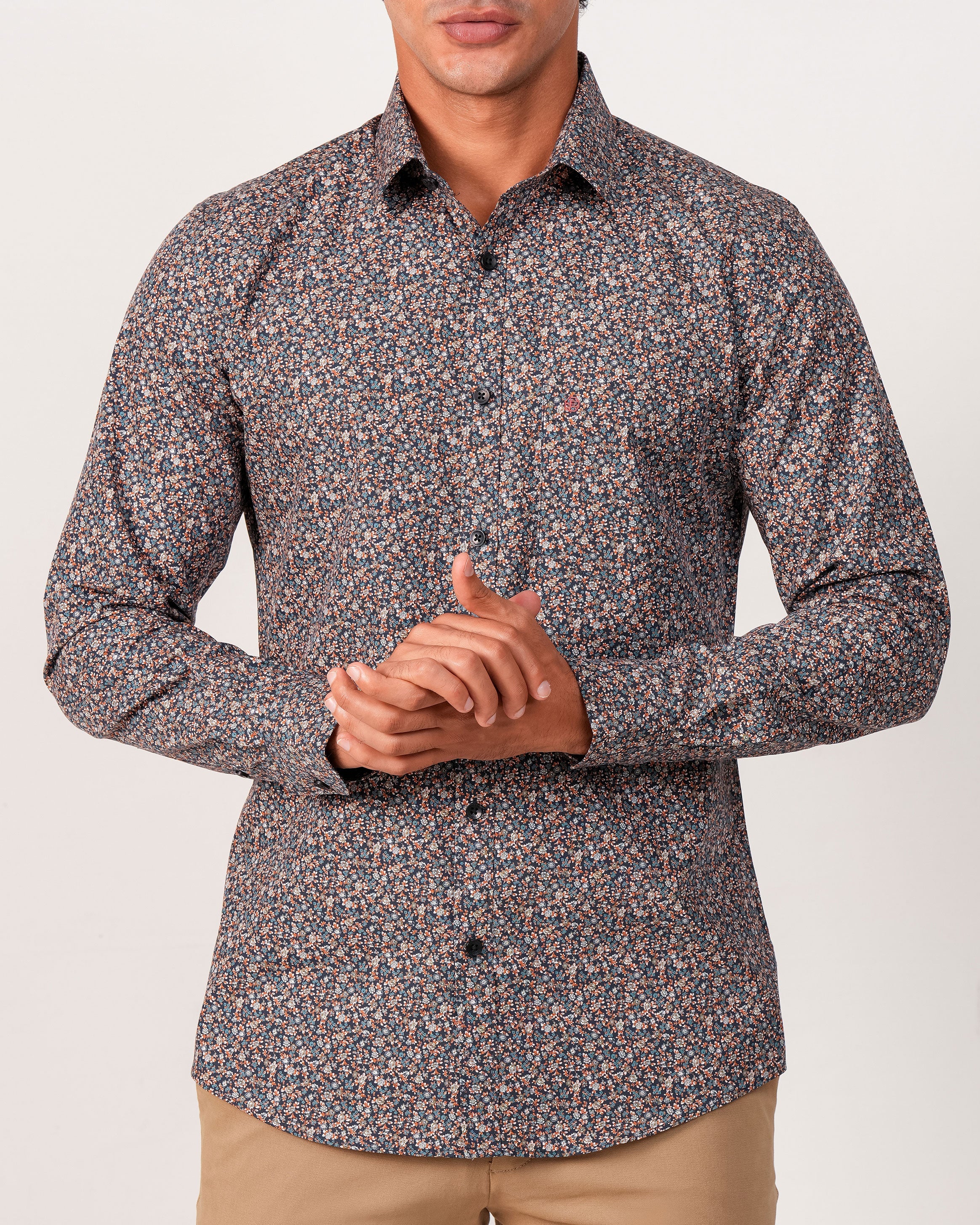 Emerald Evening Printed Slim Fit - Copper Brown