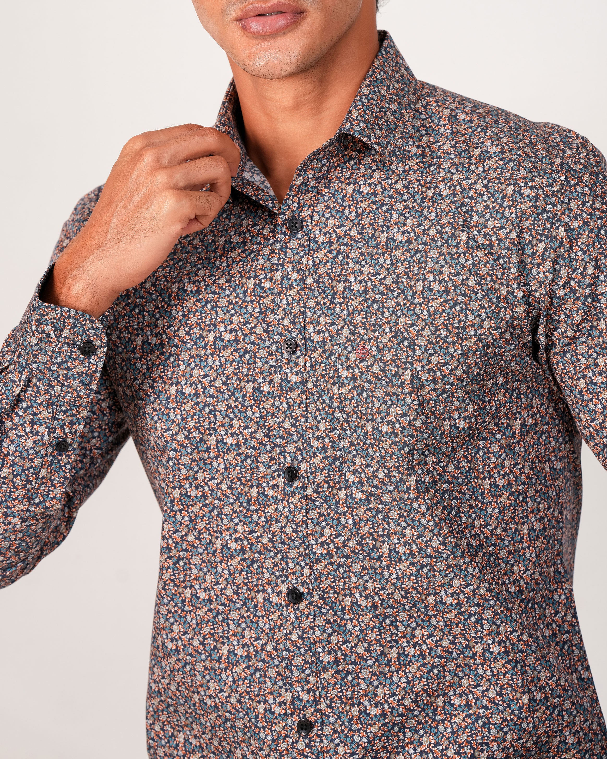 Emerald Evening Printed Slim Fit - Copper Brown