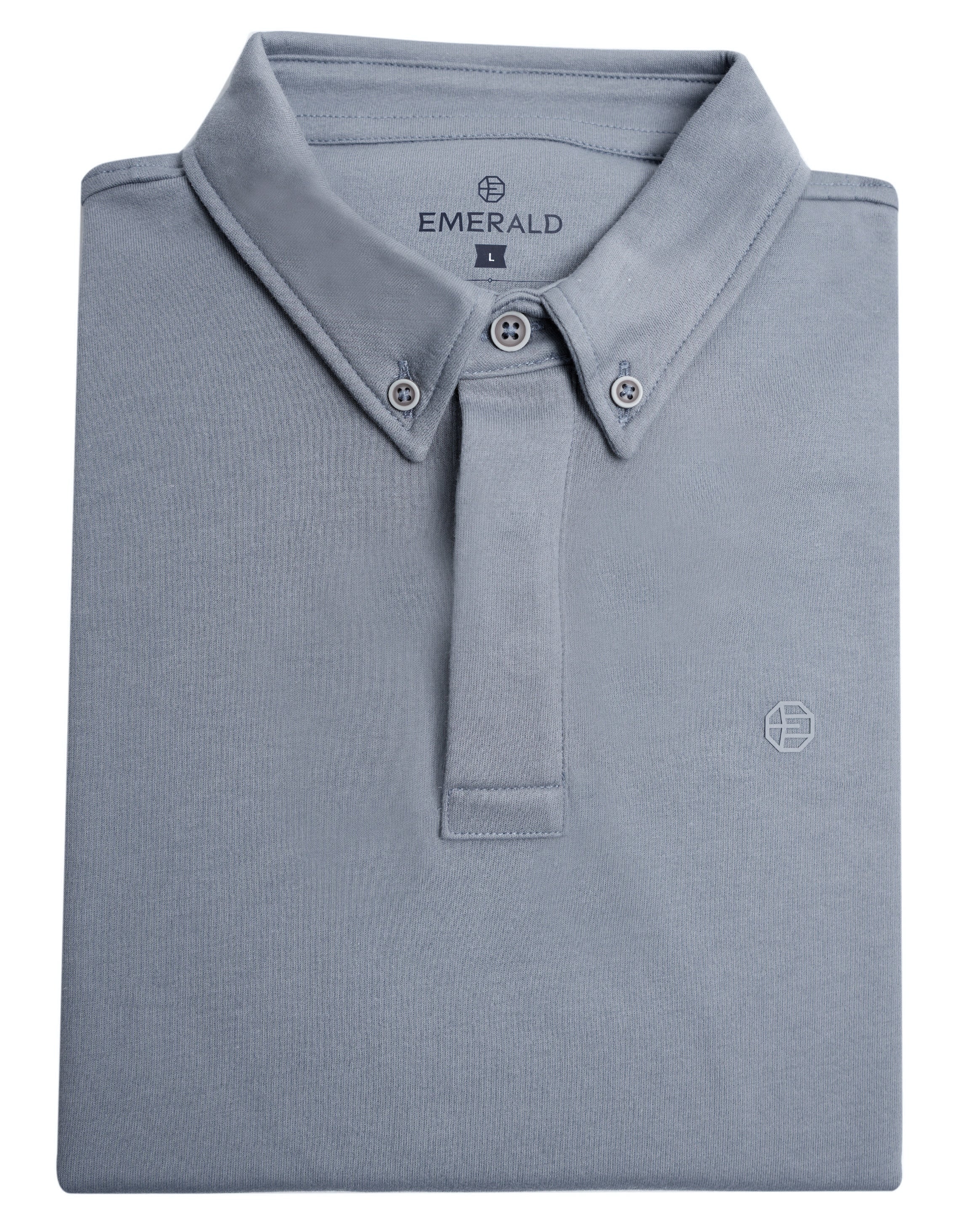 Emerald Polo Plain Slim Fit-Castor Gray