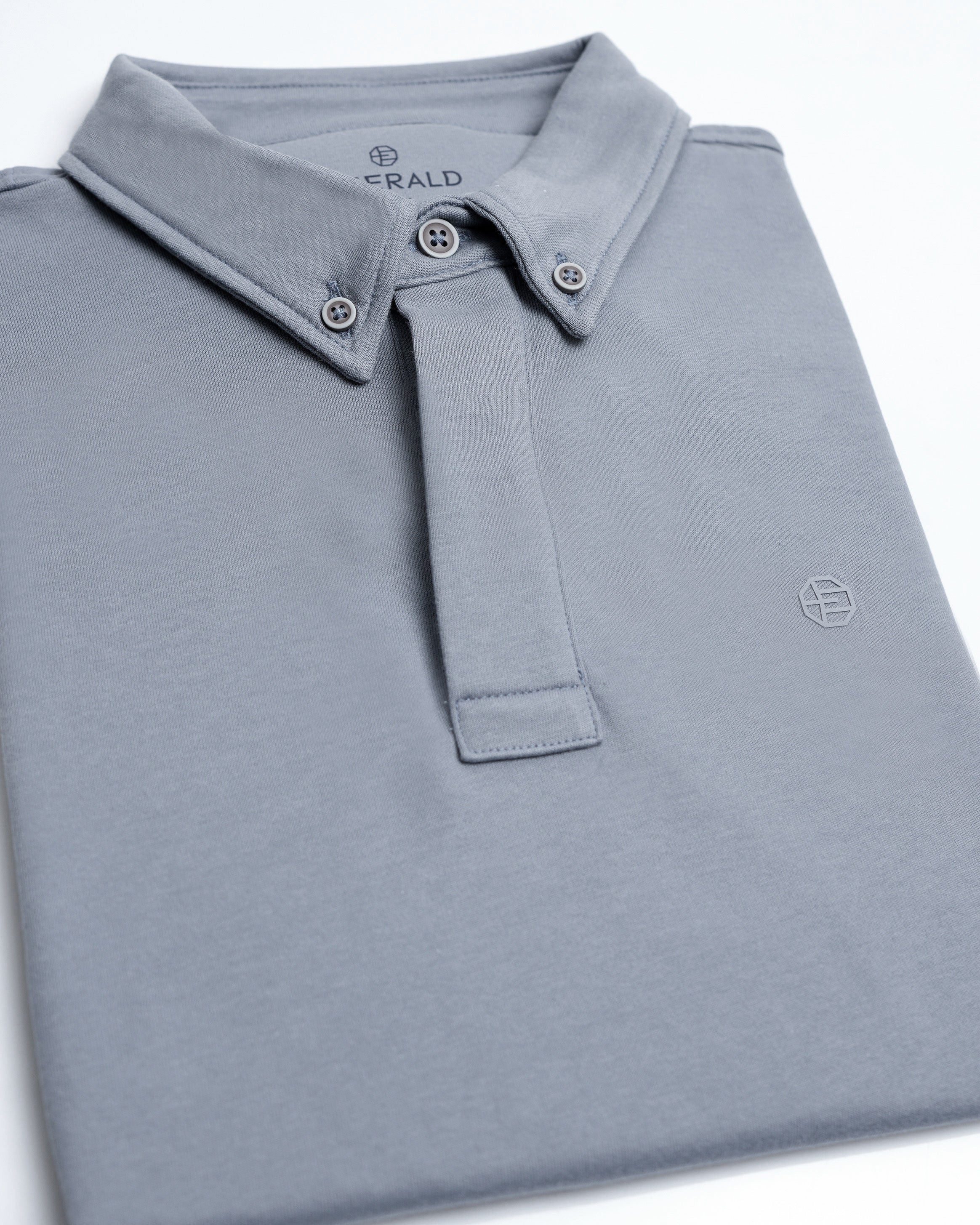 Emerald Polo Plain Slim Fit-Castor Gray