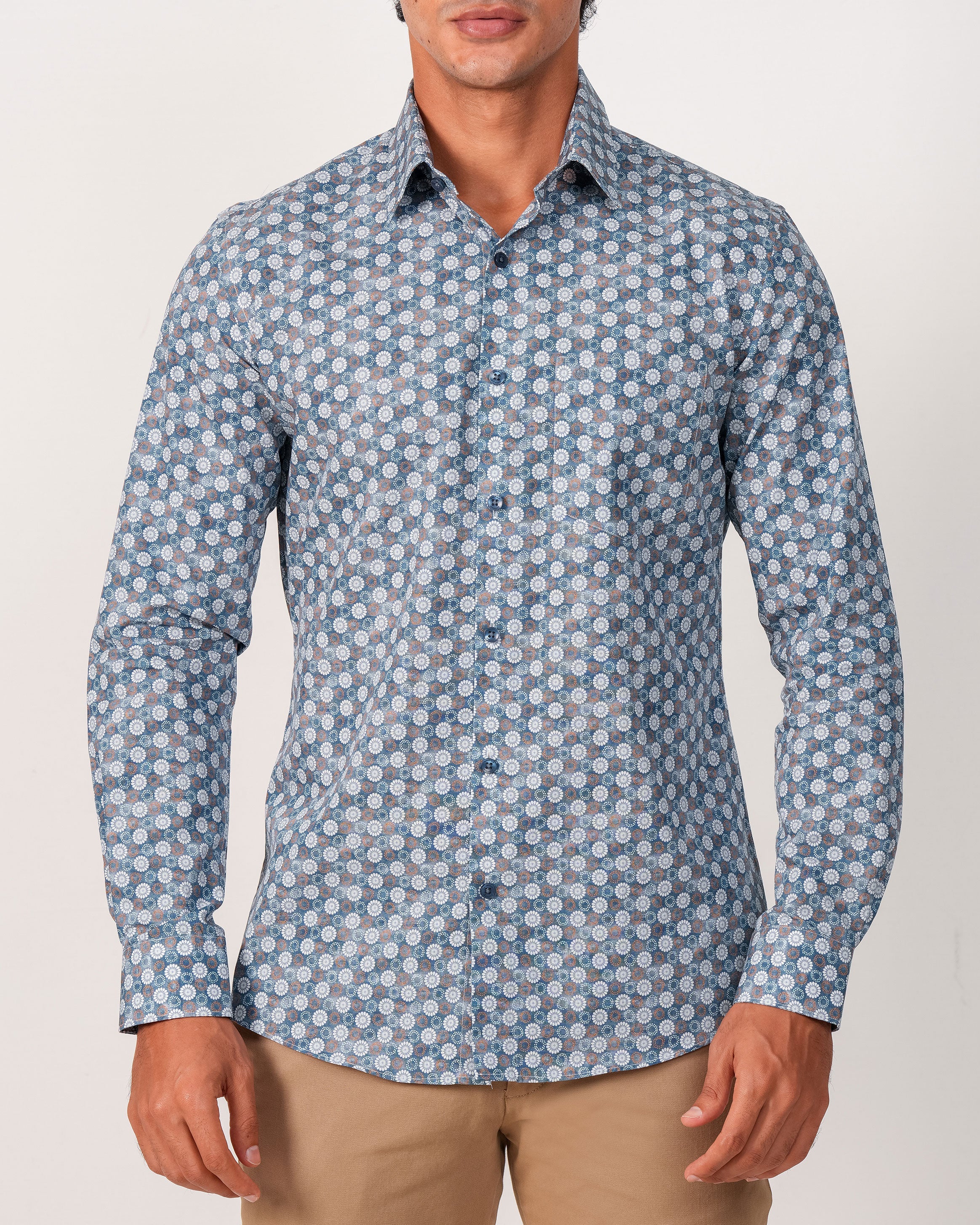 Emerald Evening Printed Slim Fit - Blue Heaven