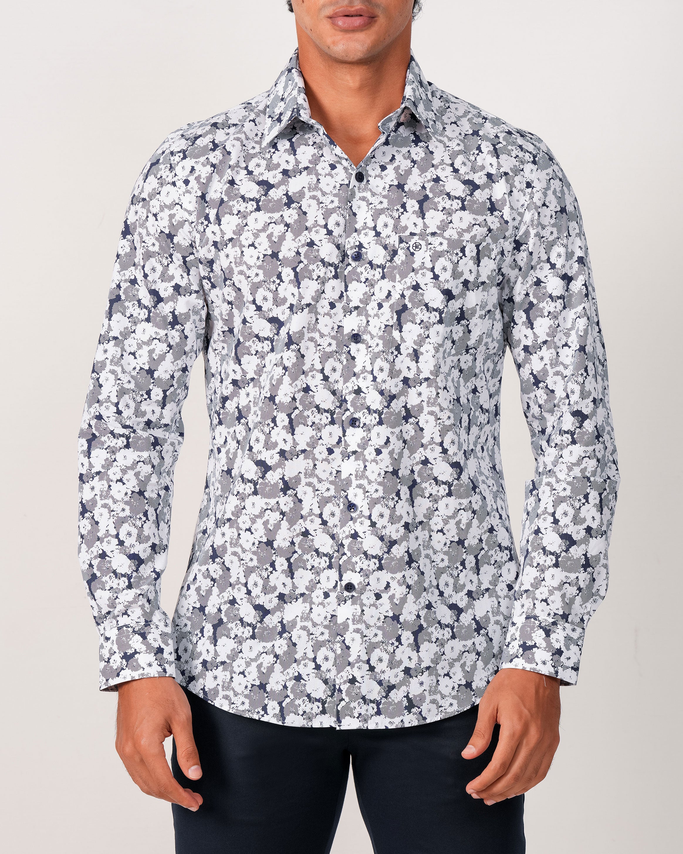 Emerald Evening Printed Slim Fit - Blue Faience