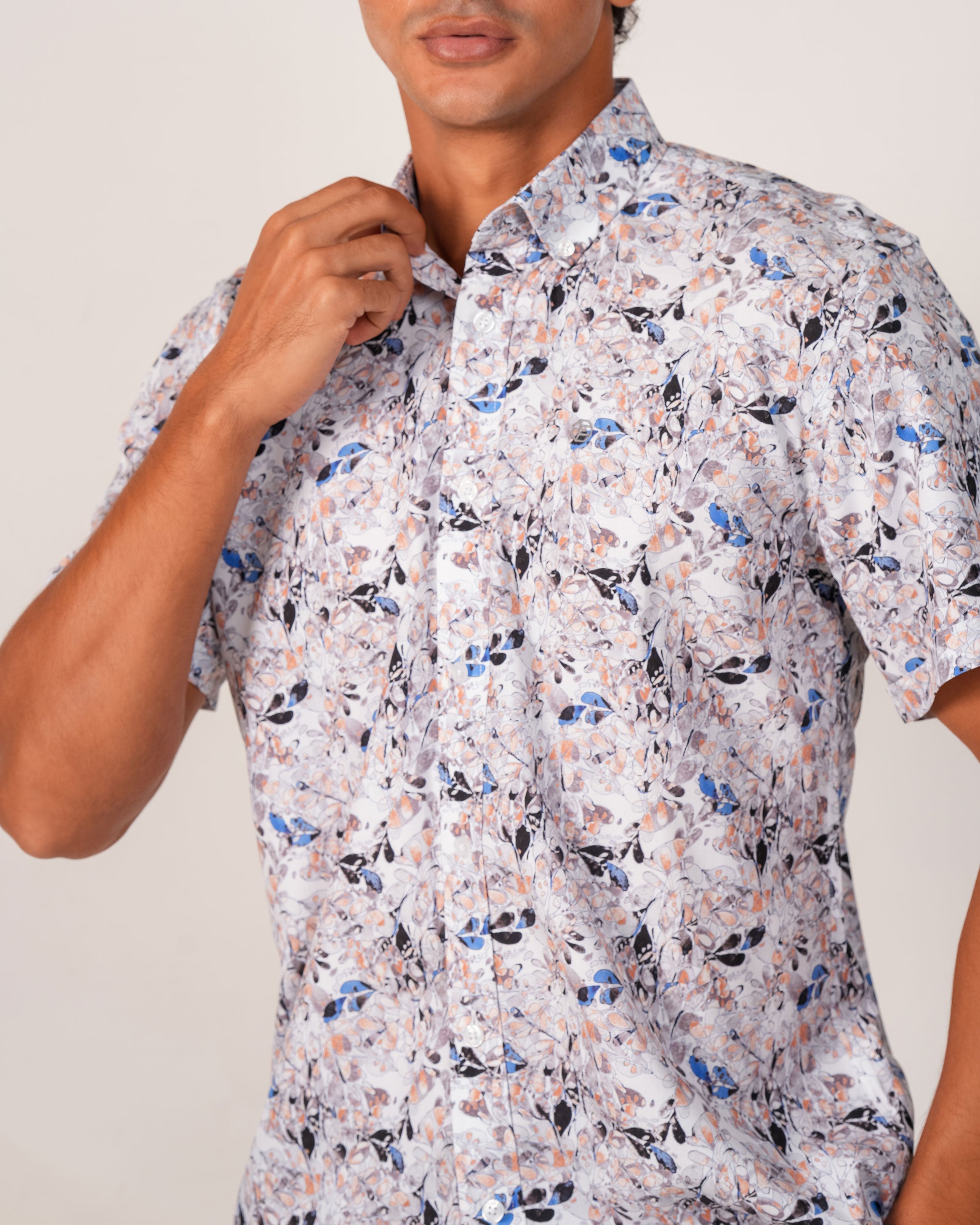 Emerald Casual Printed Regular Fit - Dapple Grey