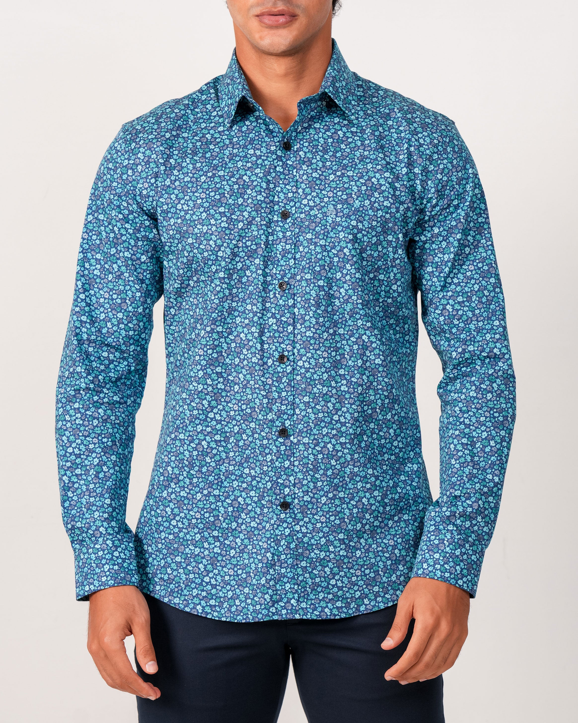Emerald Evening Printed Slim Fit - True Blue