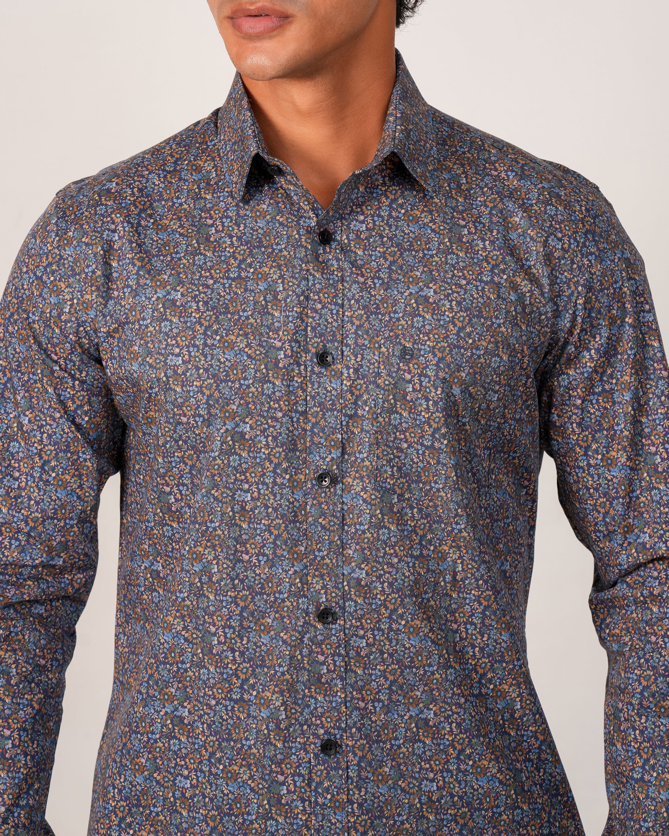 Emerald Evening Printed Slim Fit - Majolica Blue