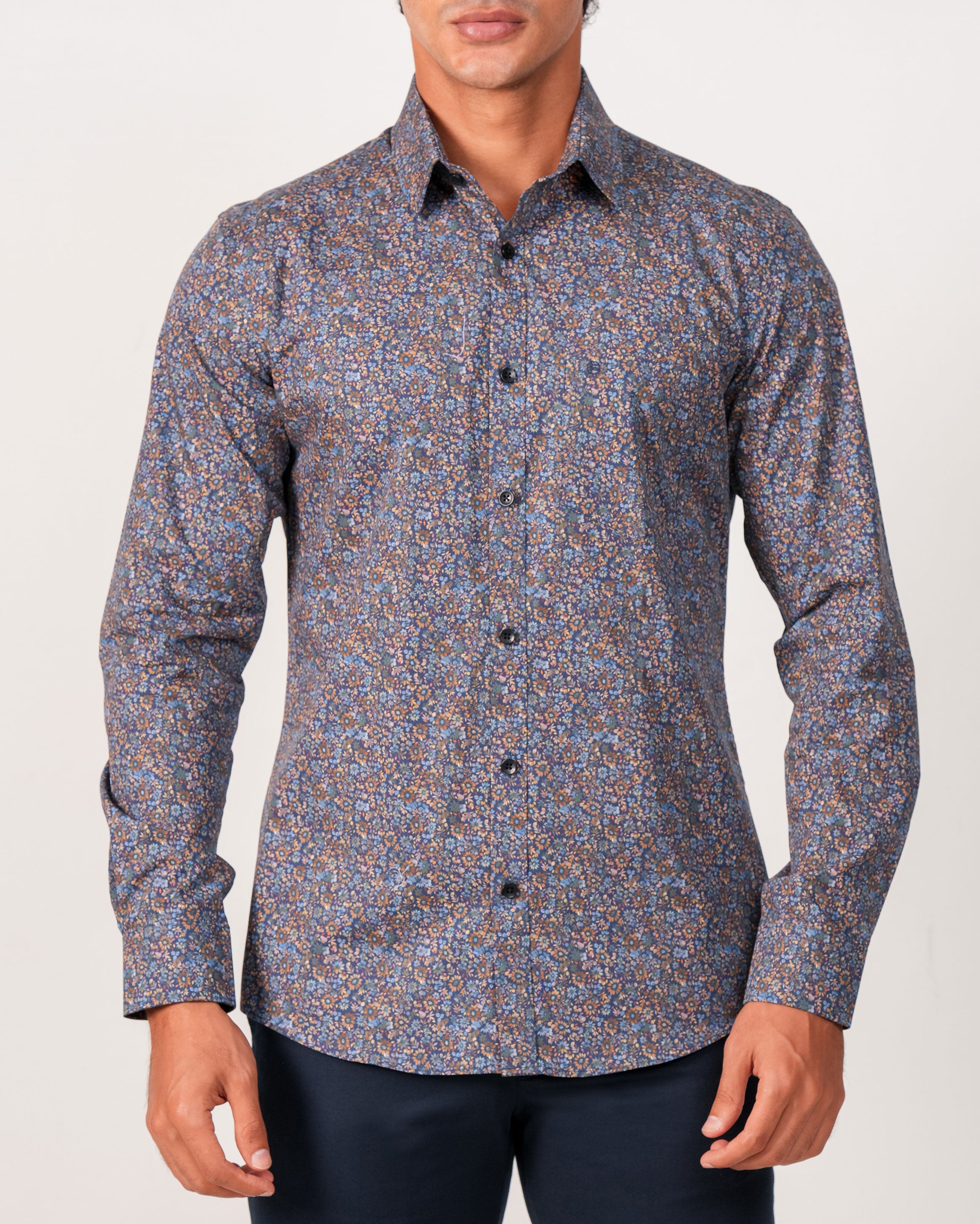 Emerald Evening Printed Slim Fit - Majolica Blue