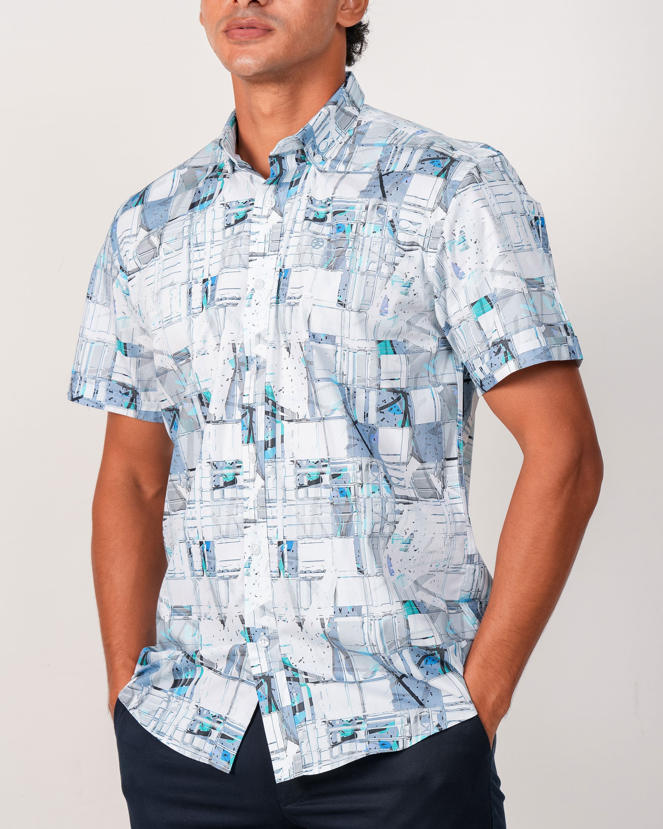Emerald Casual Printed Regular Fit - Soothing Sea