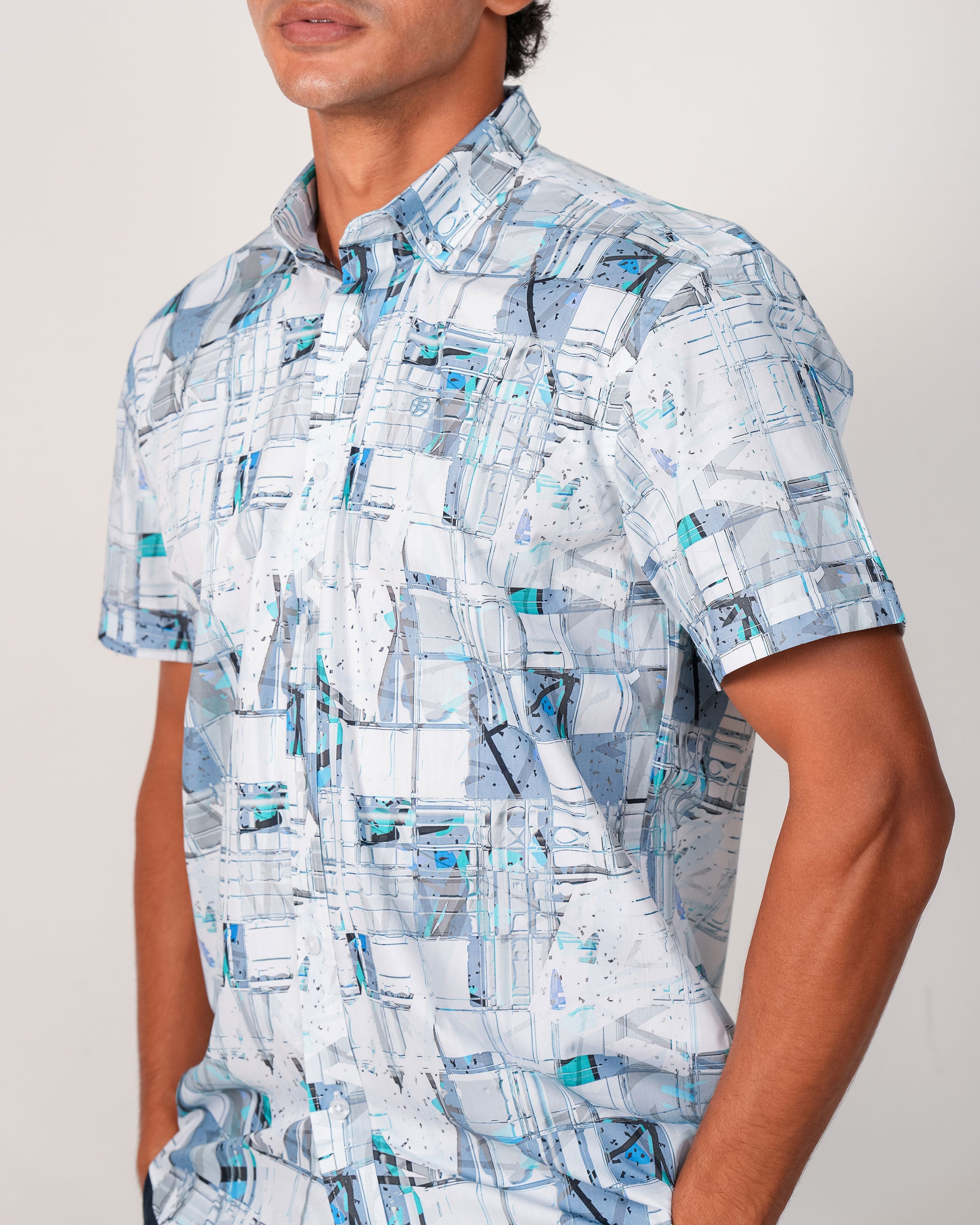 Emerald Casual Printed Regular Fit - Soothing Sea