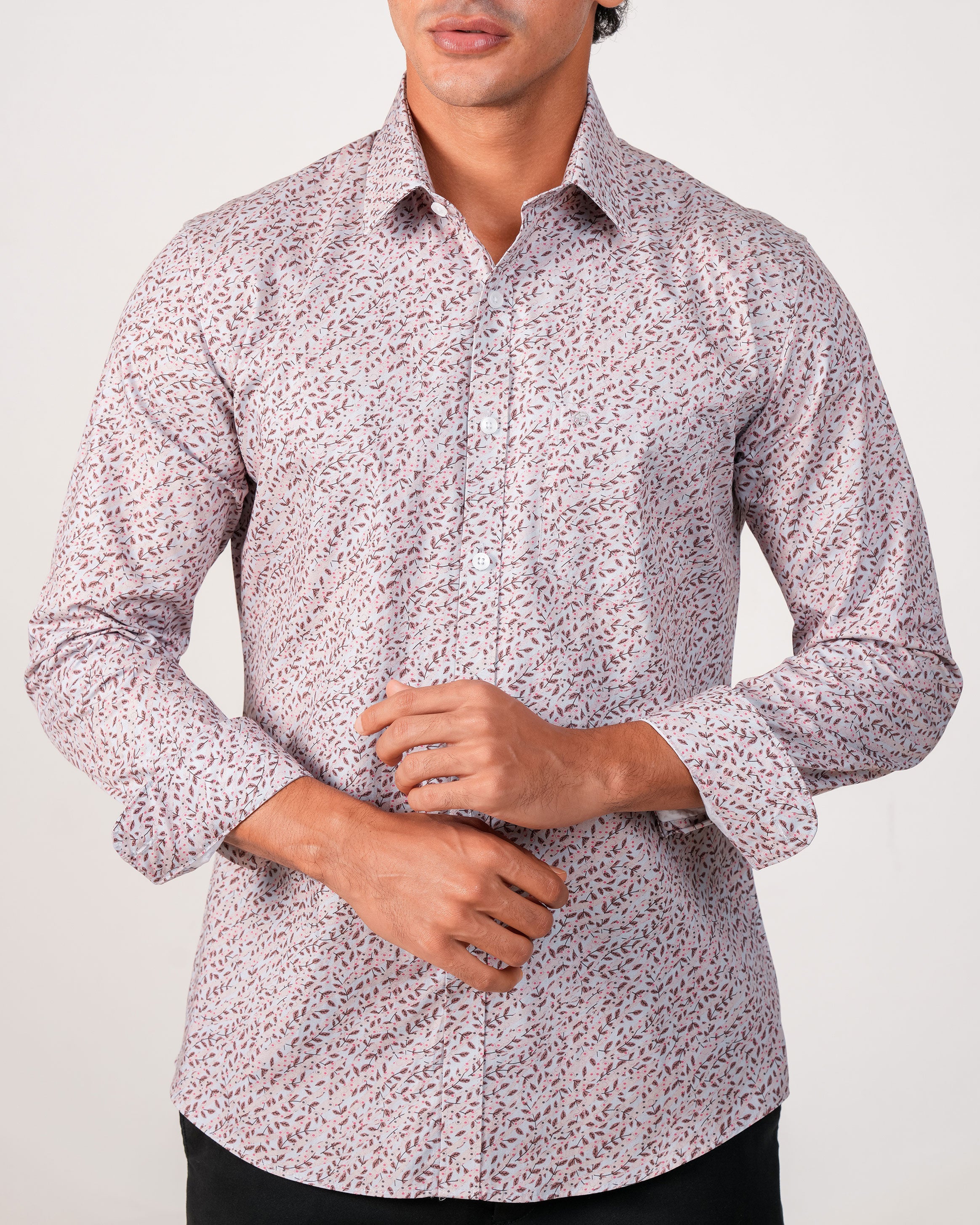 Emerald Evening Printed Slim Fit - Sea Fog