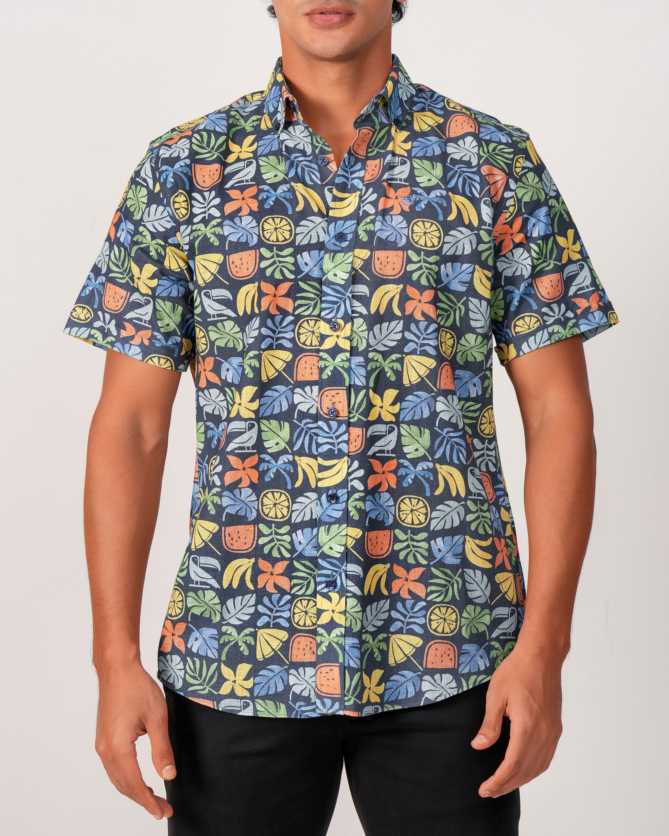 Emerald Casual Printed Regular Fit - Orion Blue