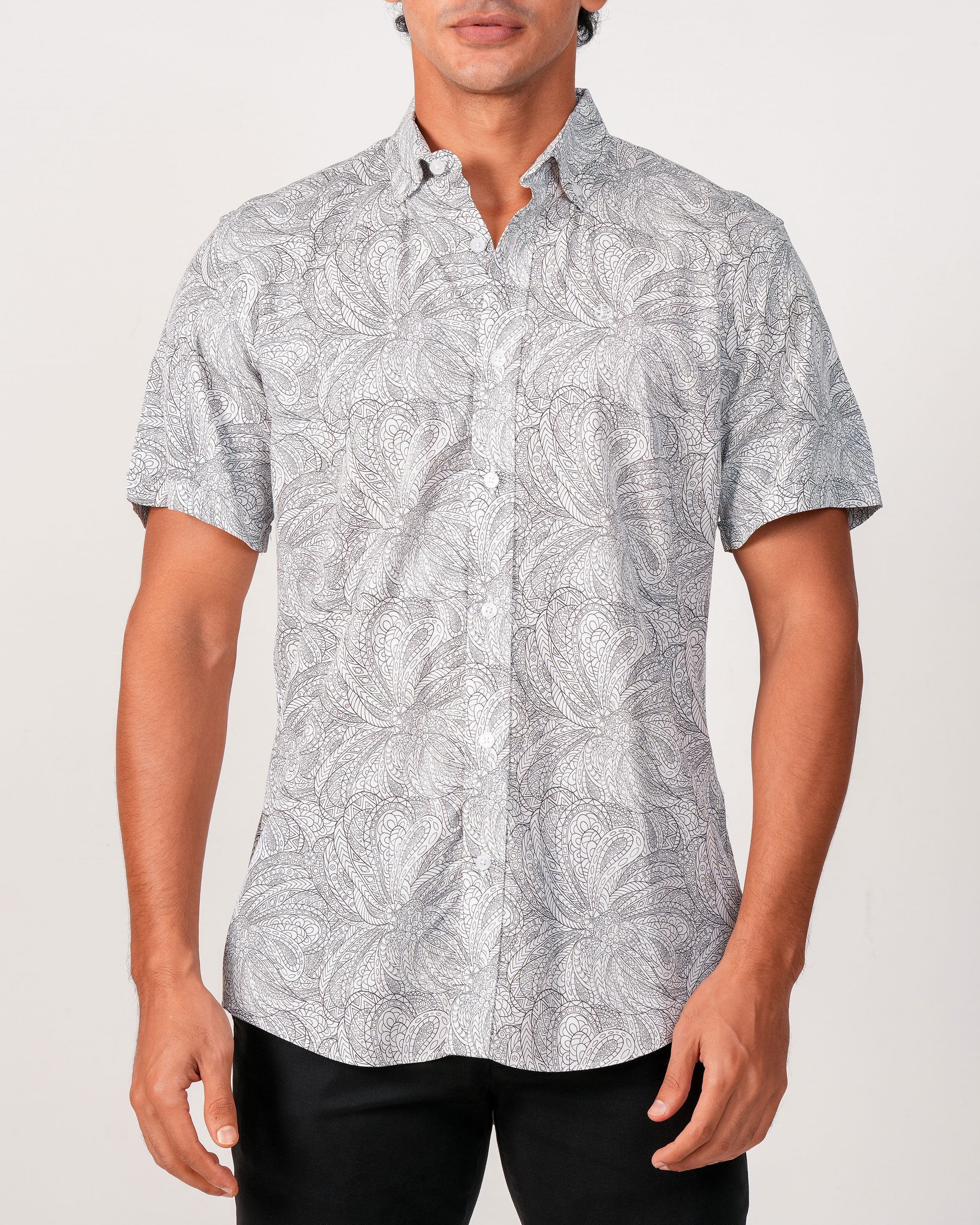 Emerald Casual Printed Regular Fit - Black