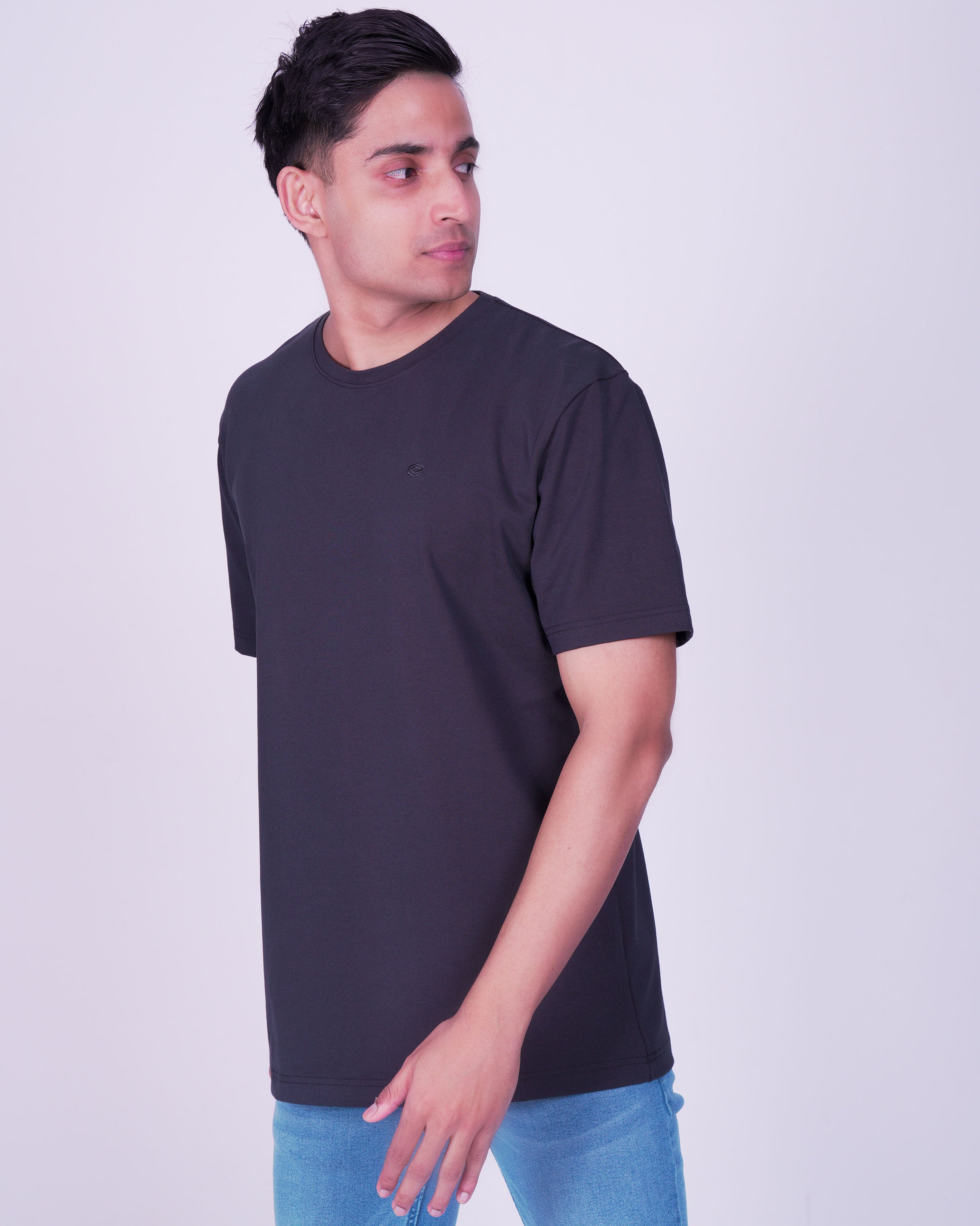 Emerald Oversized Plain Tee-Charcoal