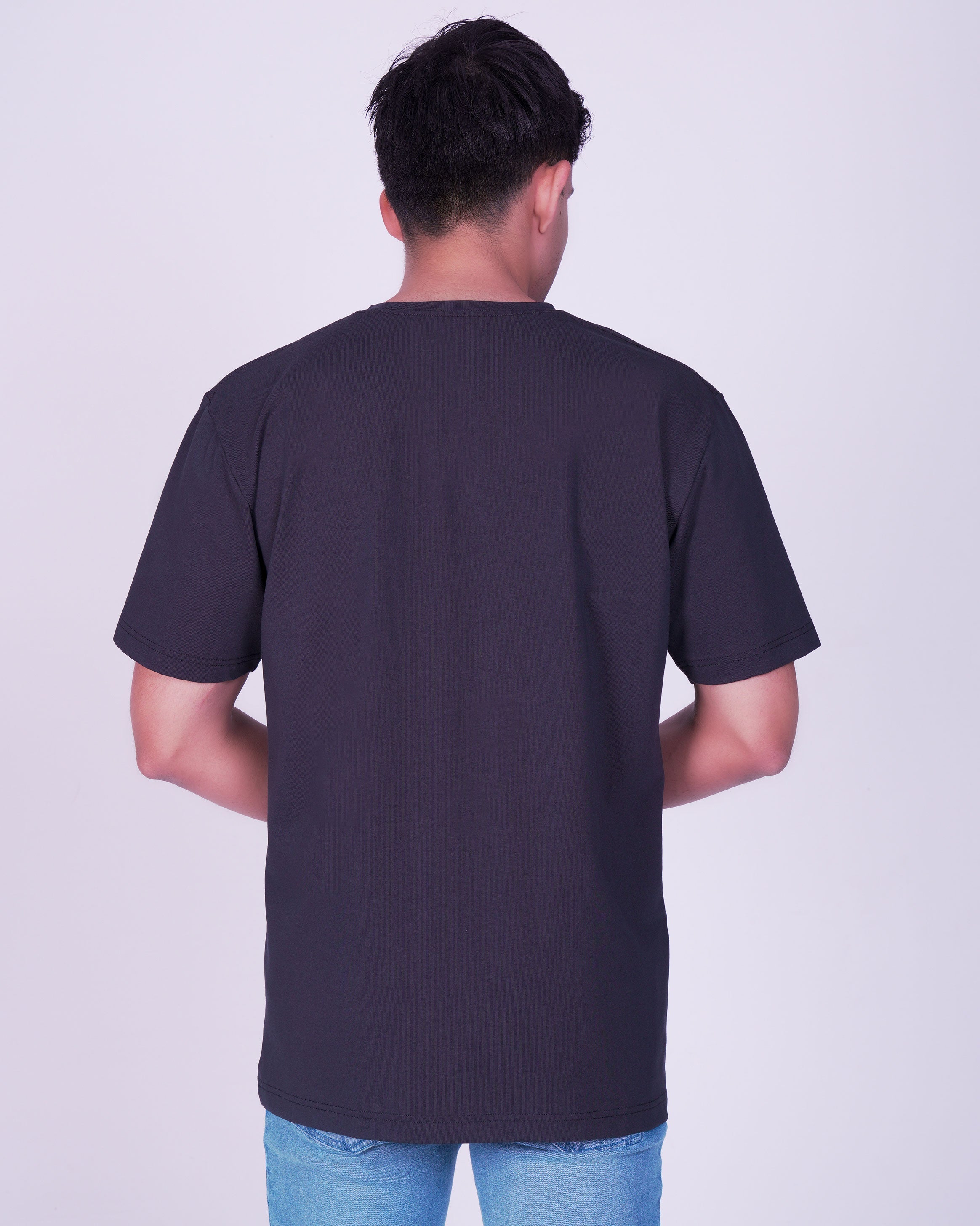 Emerald Oversized Plain Tee-Charcoal