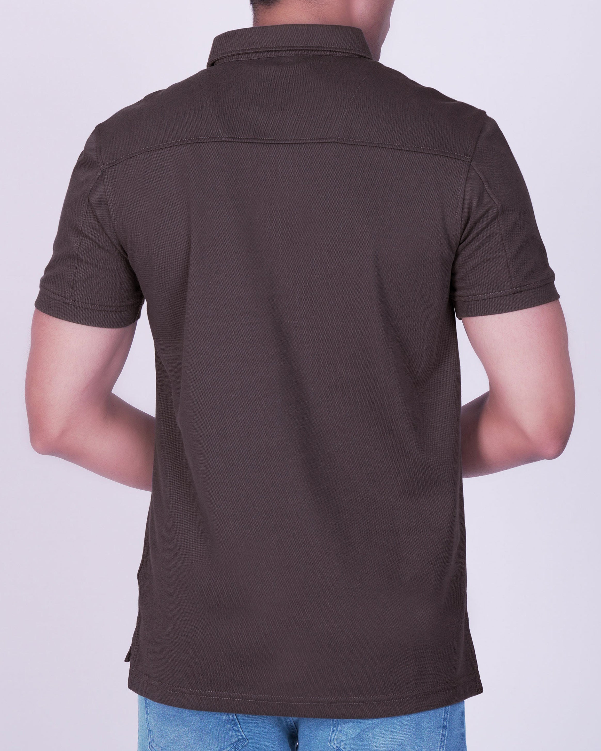 Emerald Polo Plain Slim Fit-Chocolate Truffel