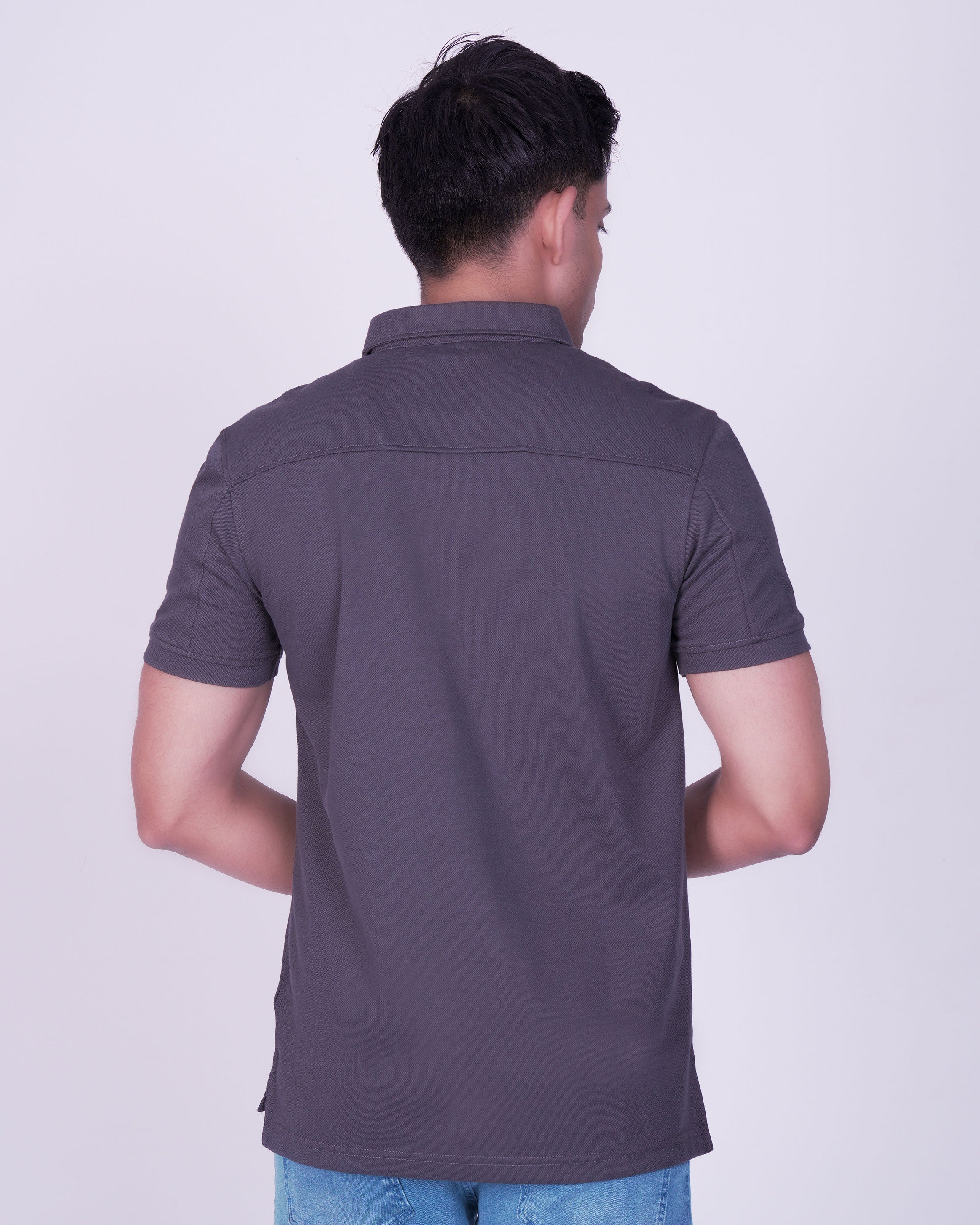 Emerald Polo Plain Slim Fit-Castor Grey