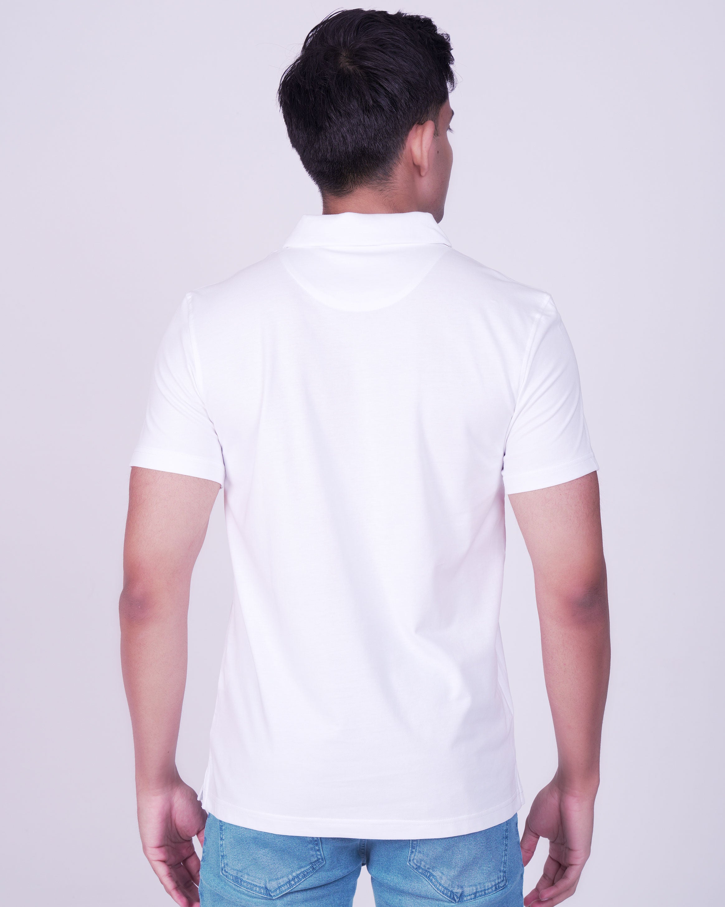 Emerald Zipper Polo Plain Slim Fit-Snow White