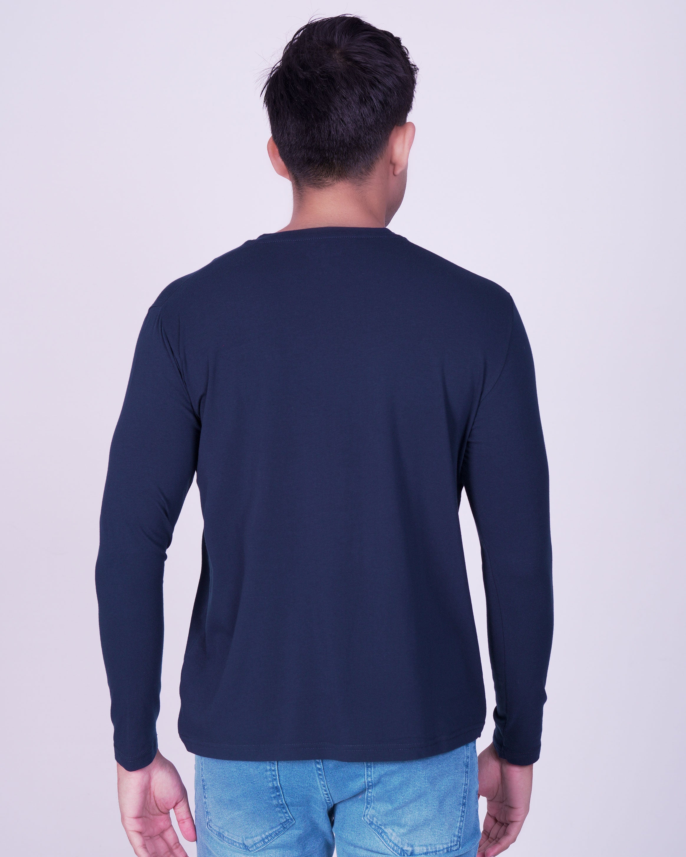 Emerald Crew Neck Plain Slim Fit-Dark Blue