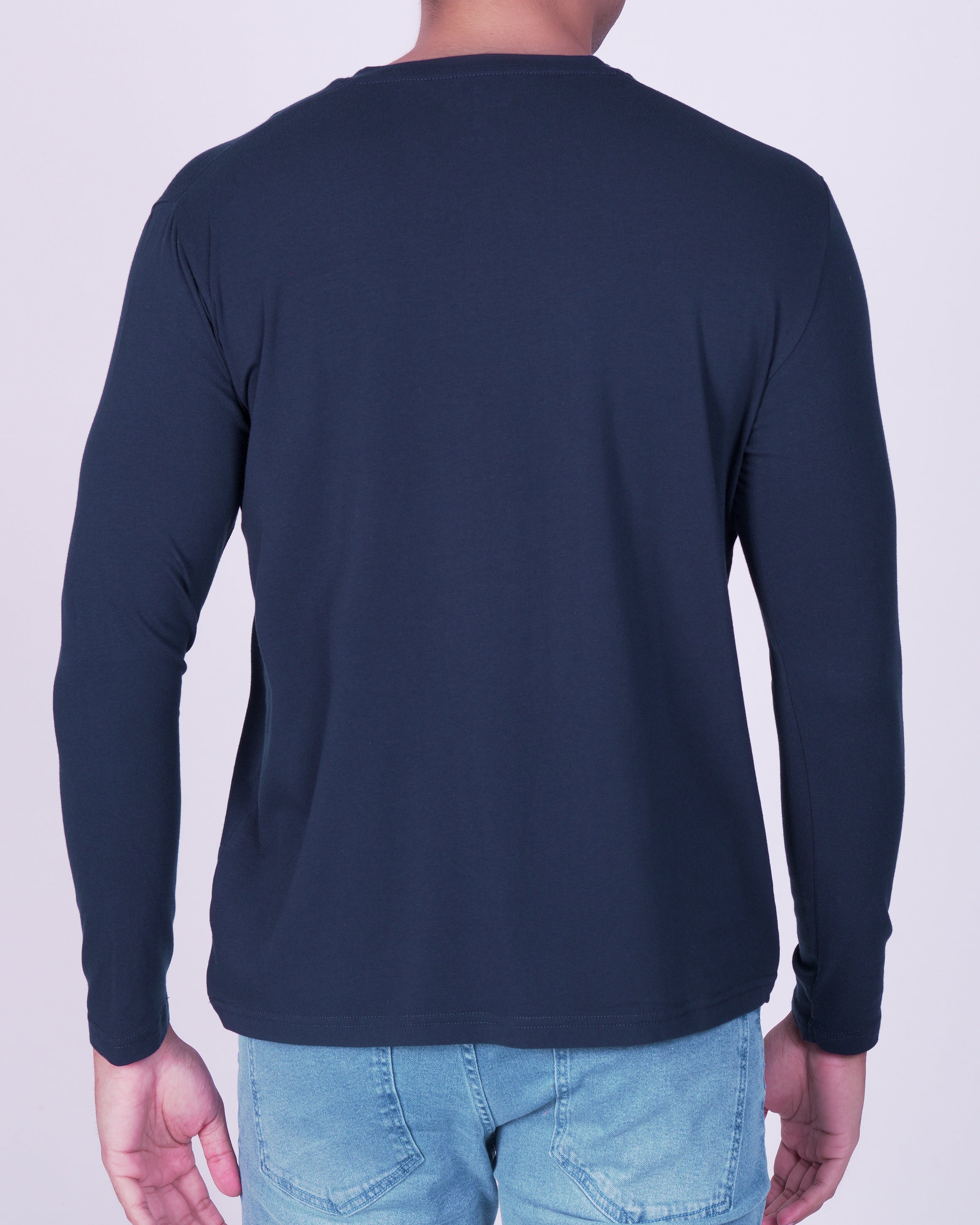 Emerald Crew Neck Plain Slim Fit-Blue Astral