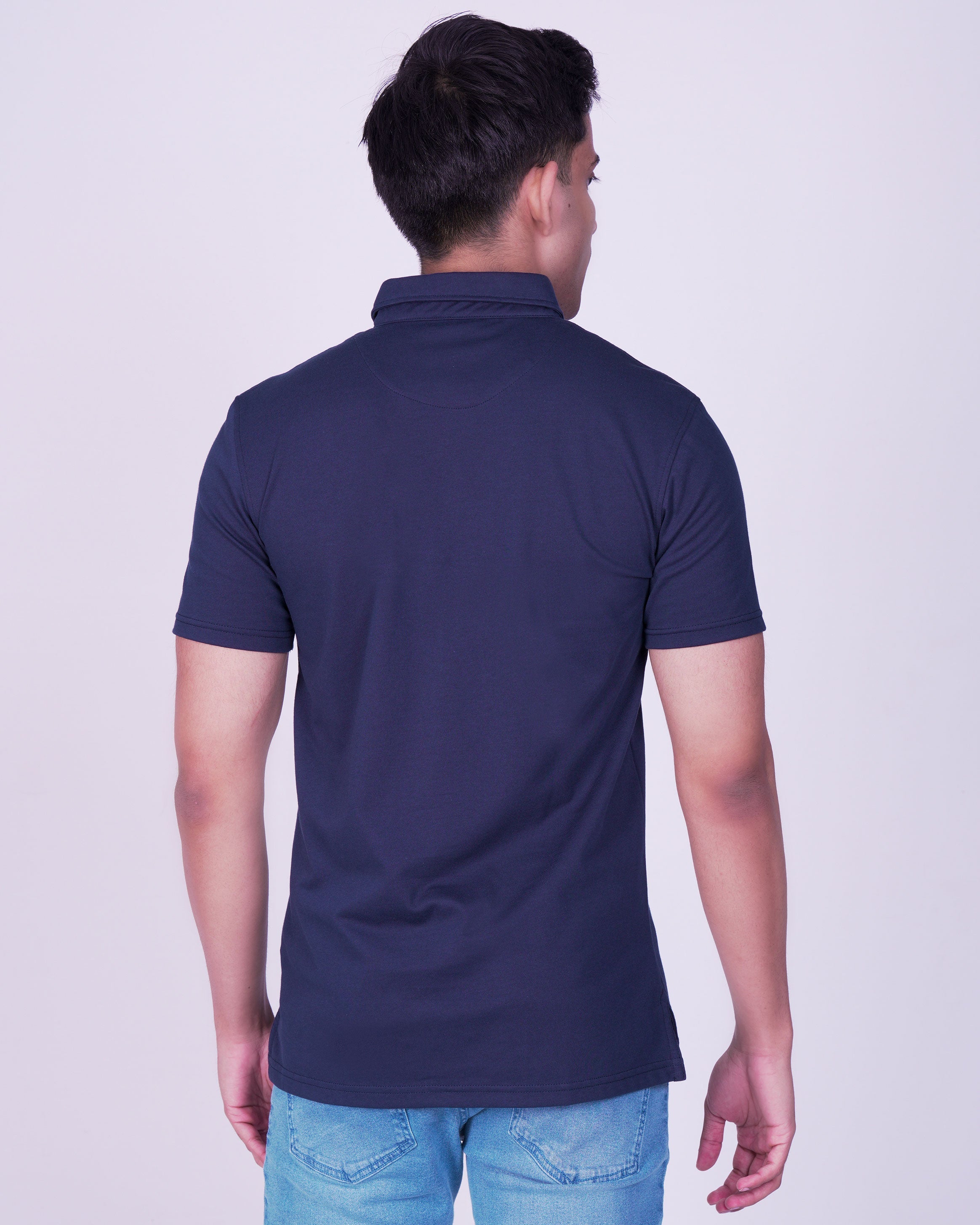Emerald Polo Plain Slim Fit-Blue Depths