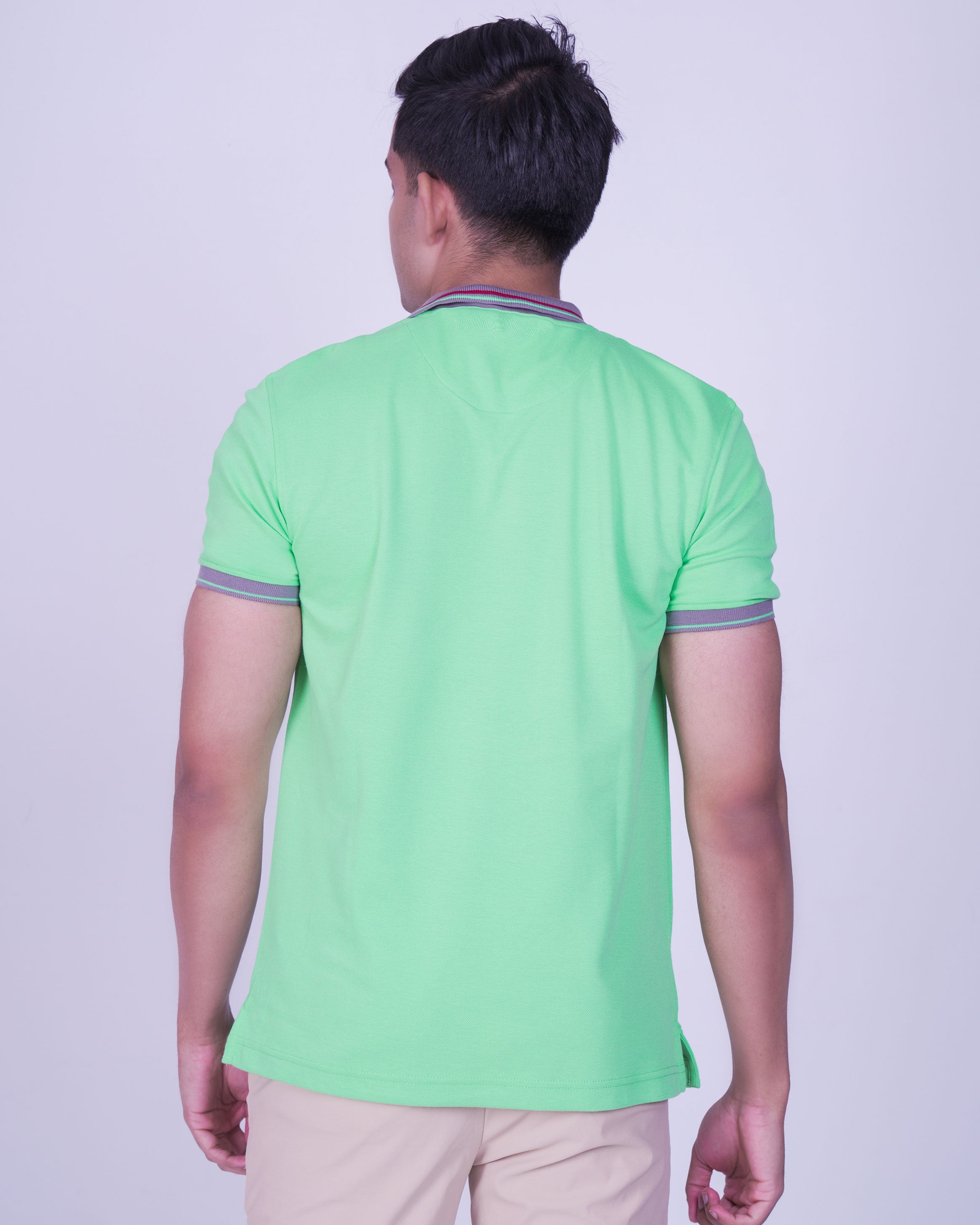 Emerald Polo Pique Solid Slim Fit-Pistachio Green