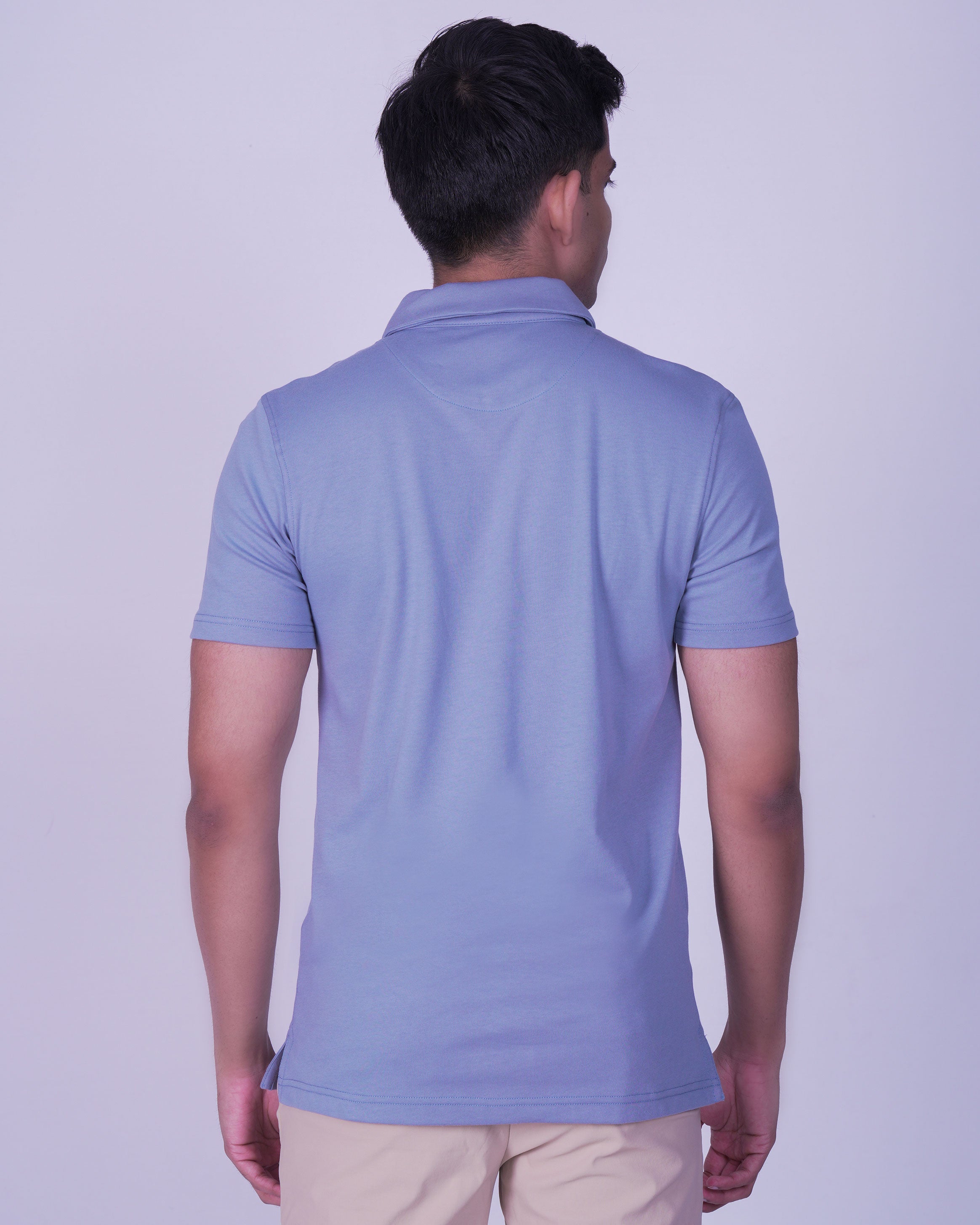 Emerald Zipper Polo Plain Slim Fit-Dapple Grey