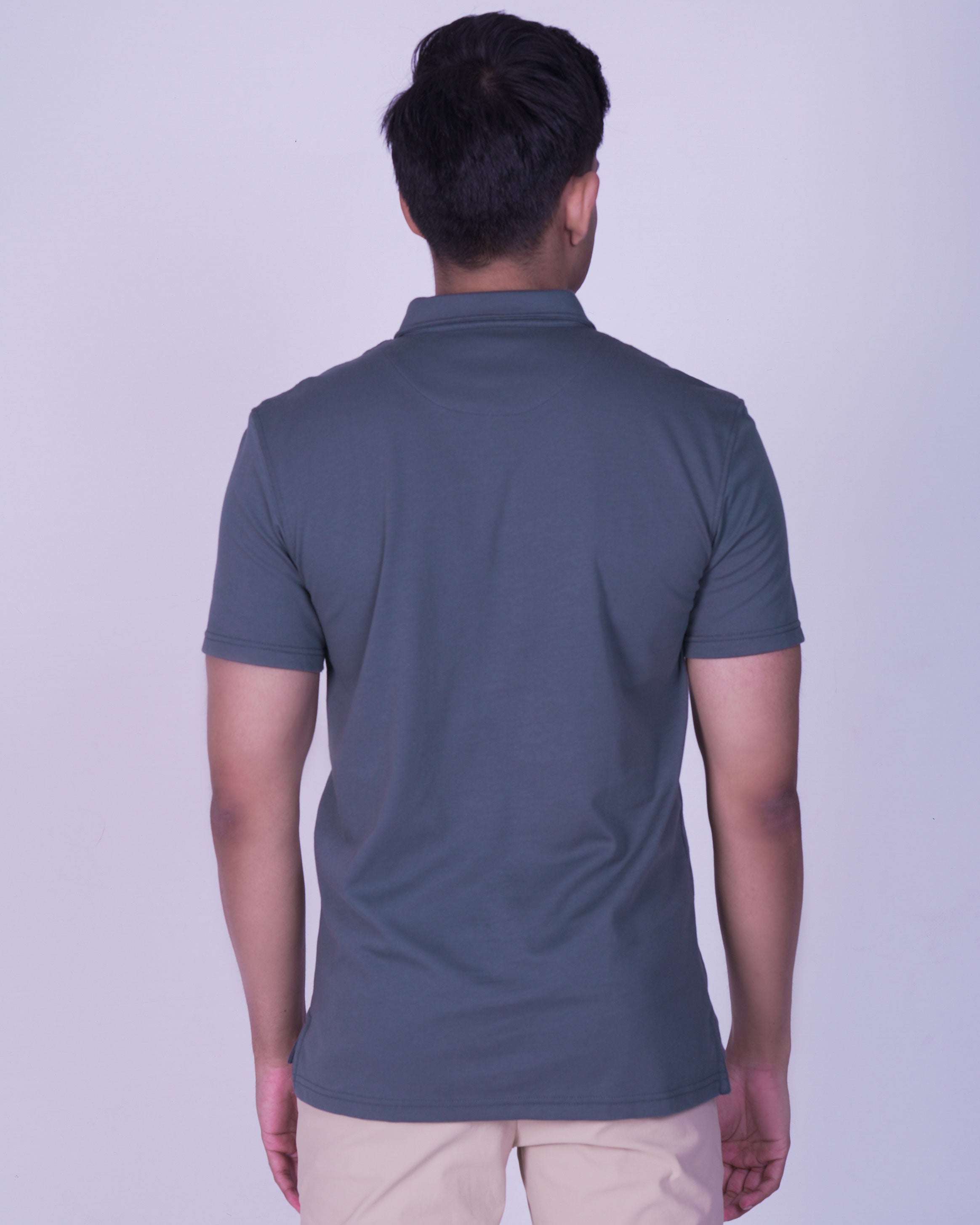 Emerald Polo Plain Slim Fit-Cloud Burst