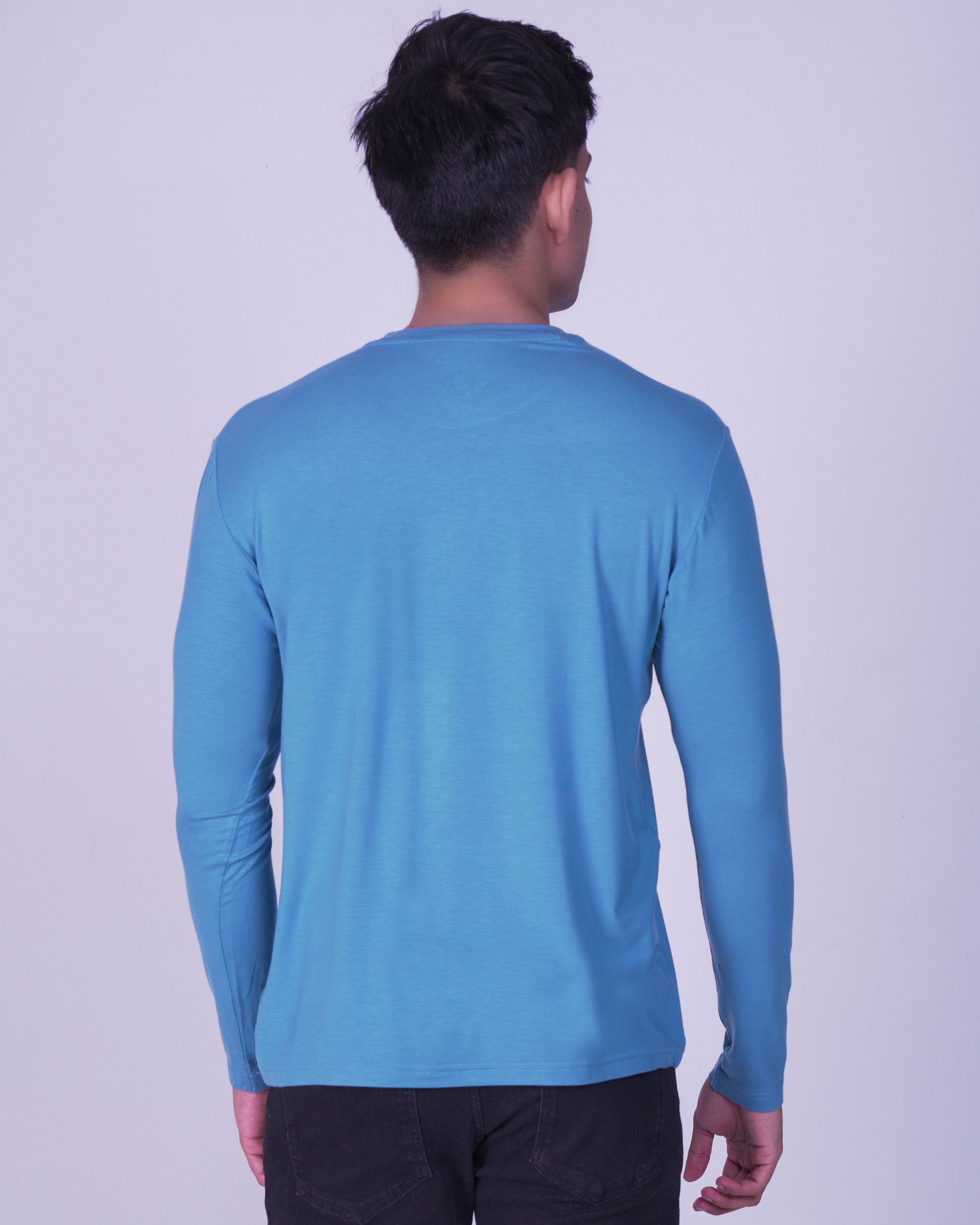 Emerald Crew Neck Plain Slim Fit-Adriatic Blue