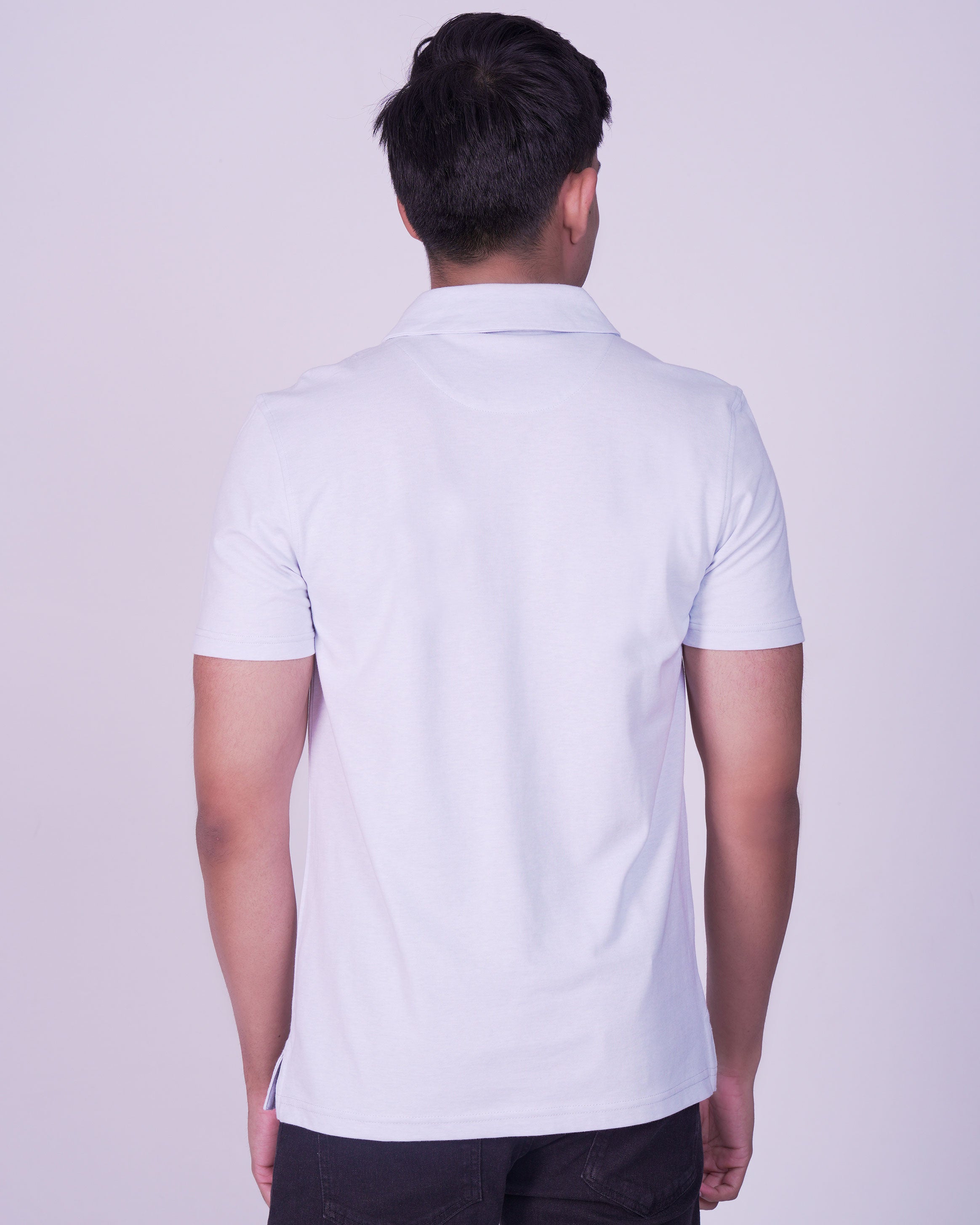 Emerald Zipper Polo Plain Slim Fit-Arctic