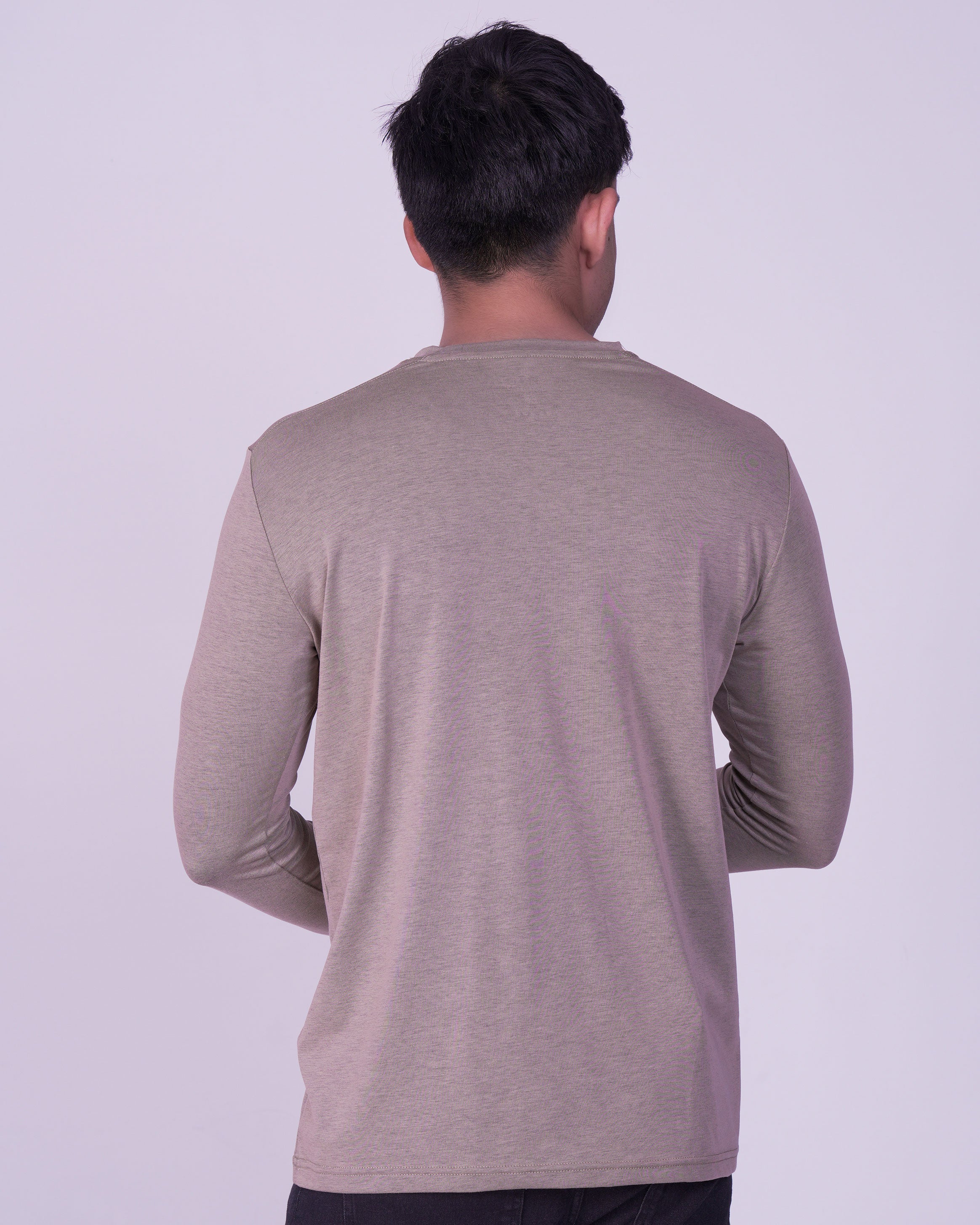 Emerald Crew Neck Plain Slim Fit-Pine Bark