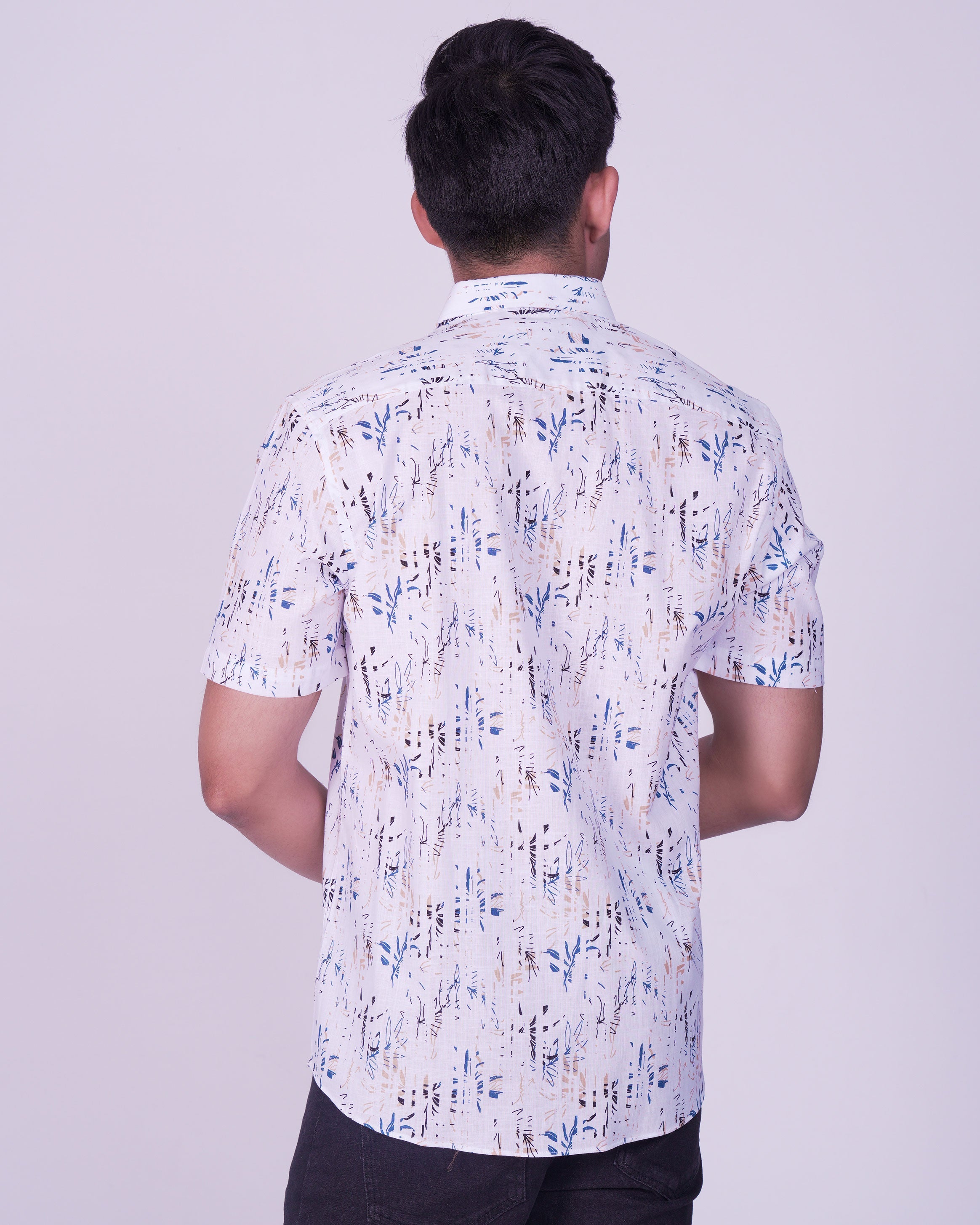 Emerald Casual Printed Leisure Fit-White