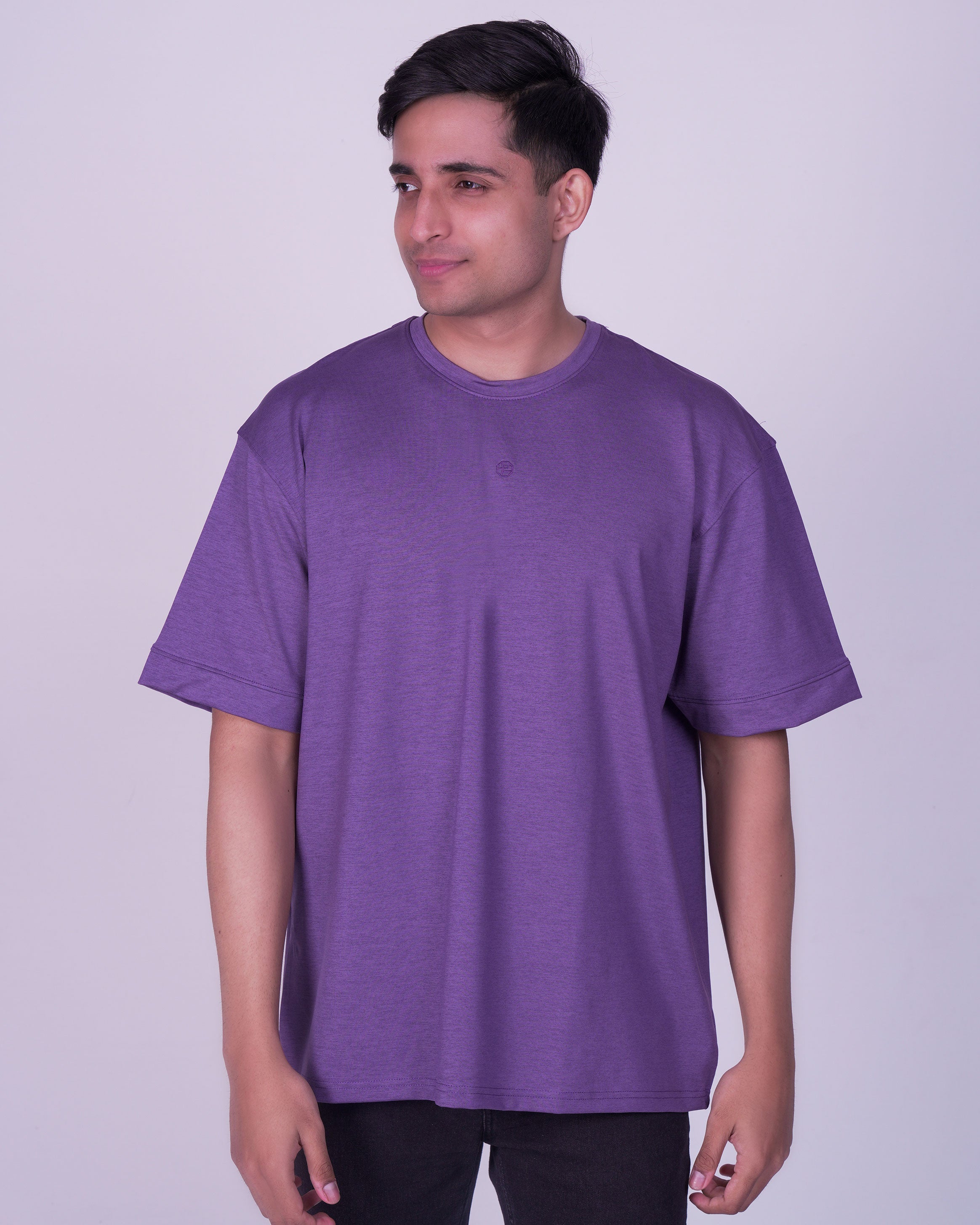 Emerald Oversized Plain Crew Neck Tee-Vintag Violet