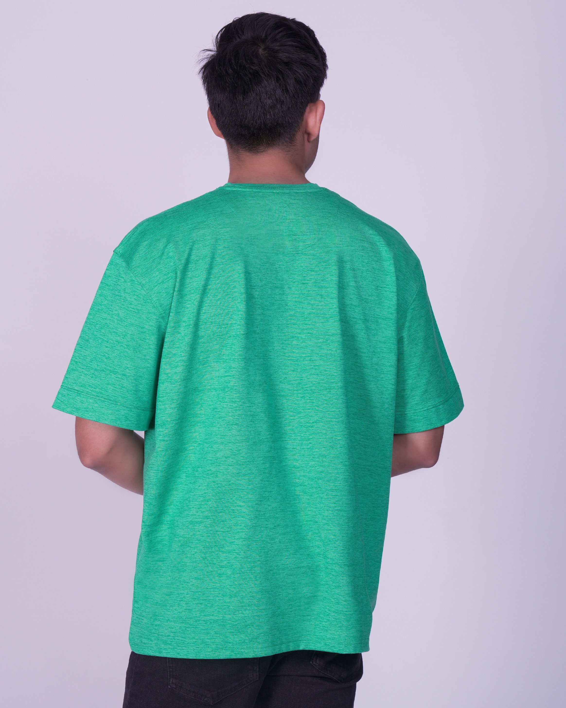 Emerald Oversized Plain Crew Neck Tee-Golf Green