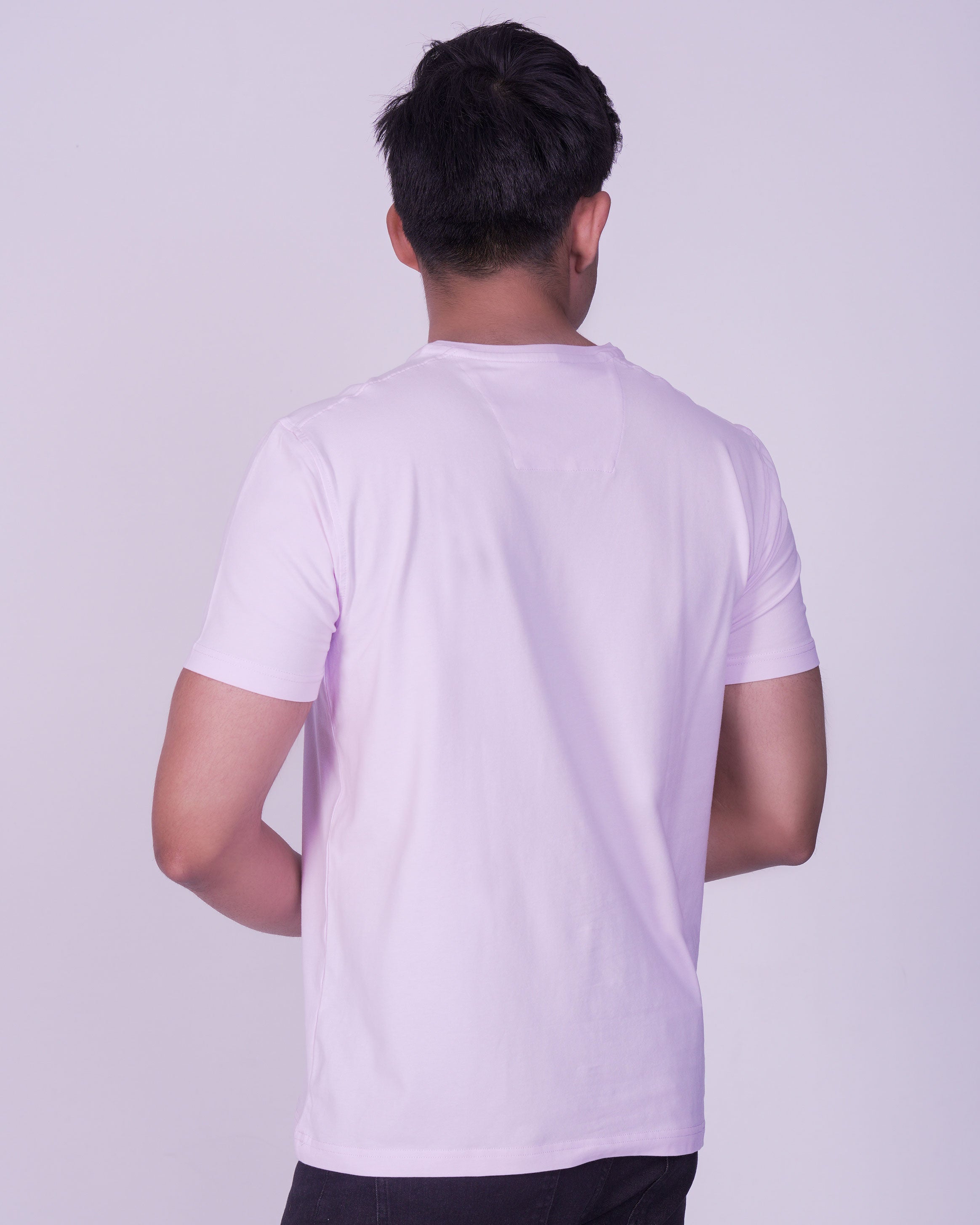 Emerald Plain Curve Neck tee-Orchid Hush