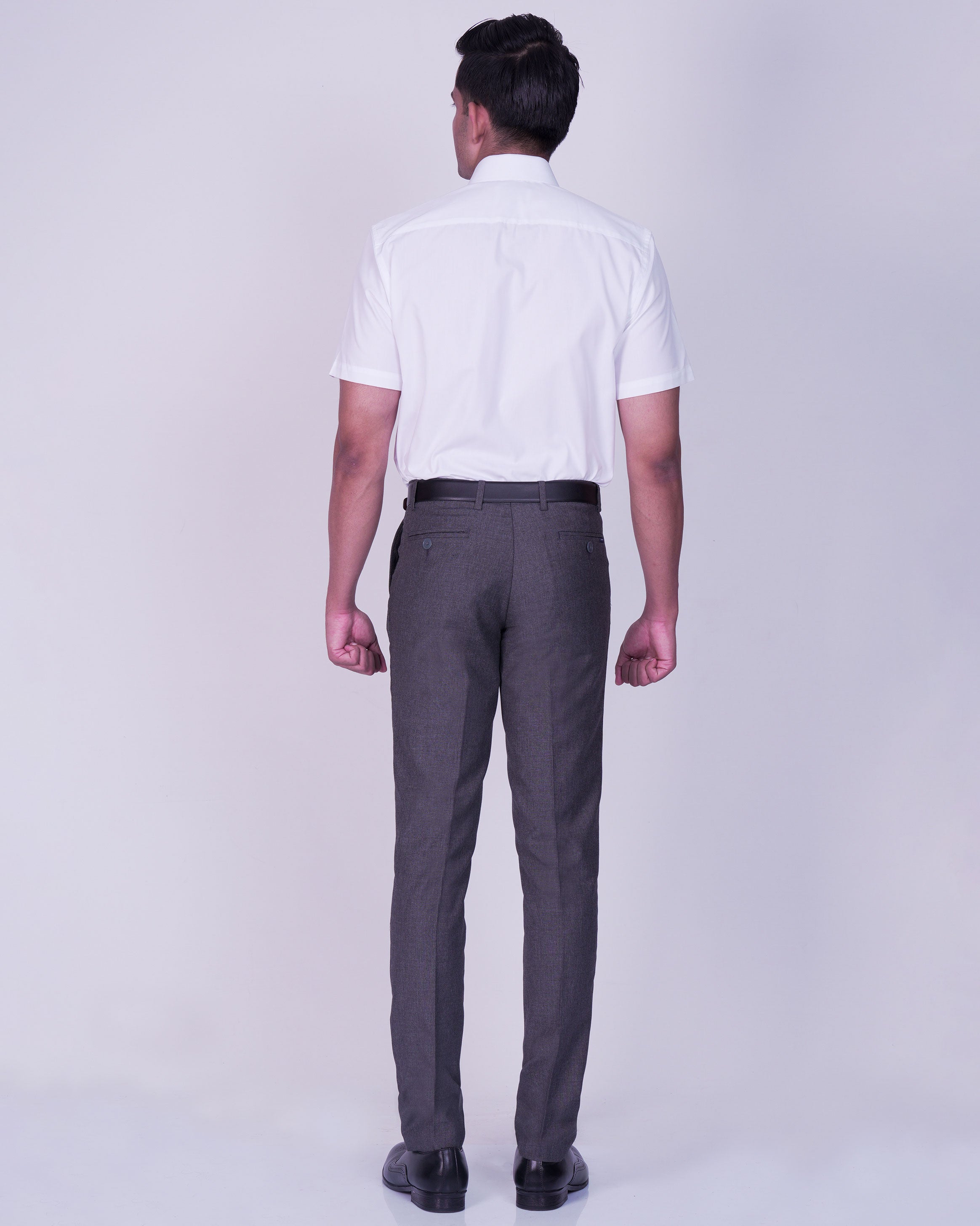 Emerald Corporate Pin Point Oxford Regular Fit-Egret