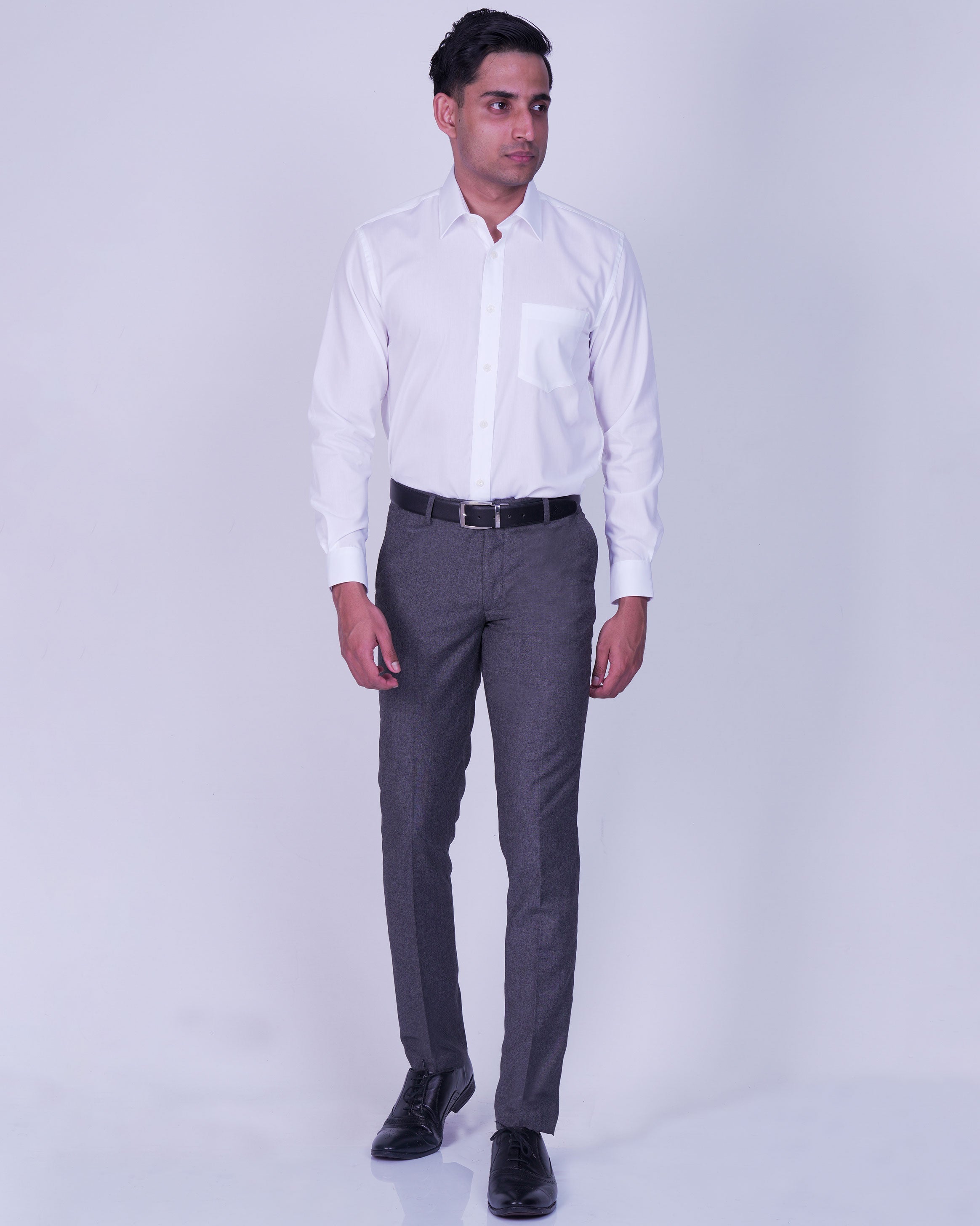 Emerald Majesty Plain Regular Fit-White