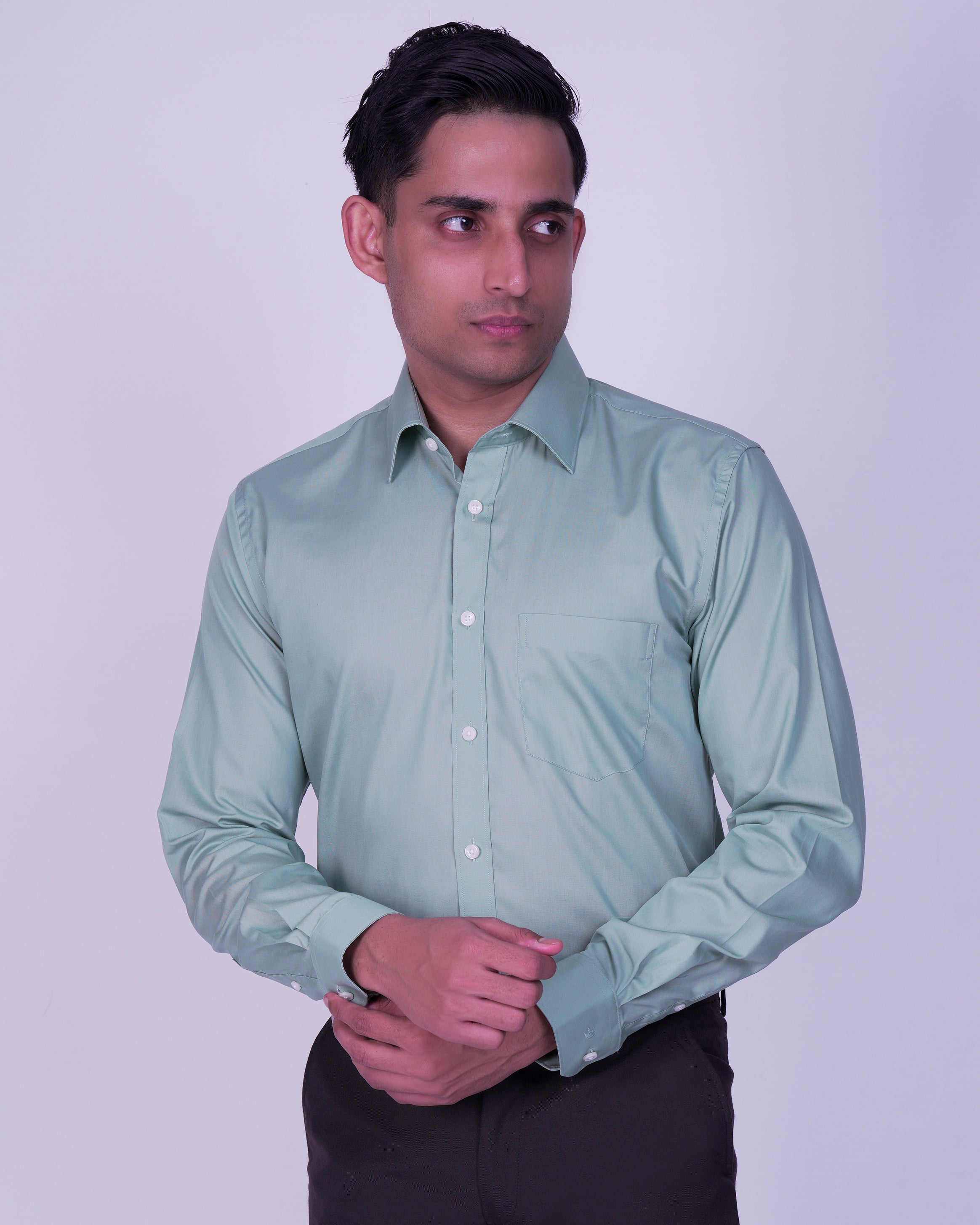 Emerald Majesty Plain Slim Fit-Green Meadow