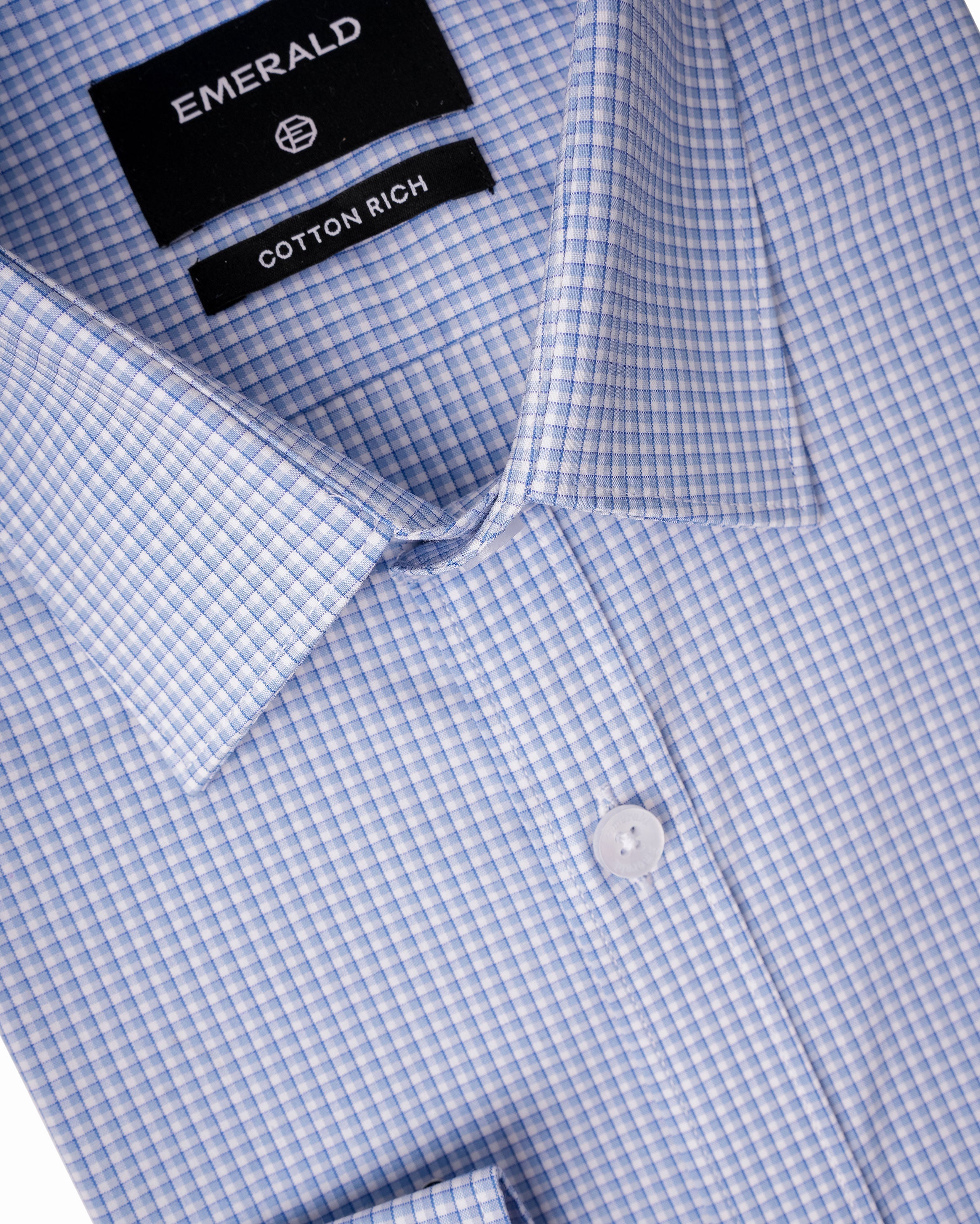 Emerald Formal Checks Slim Fit - Cashmere Blue